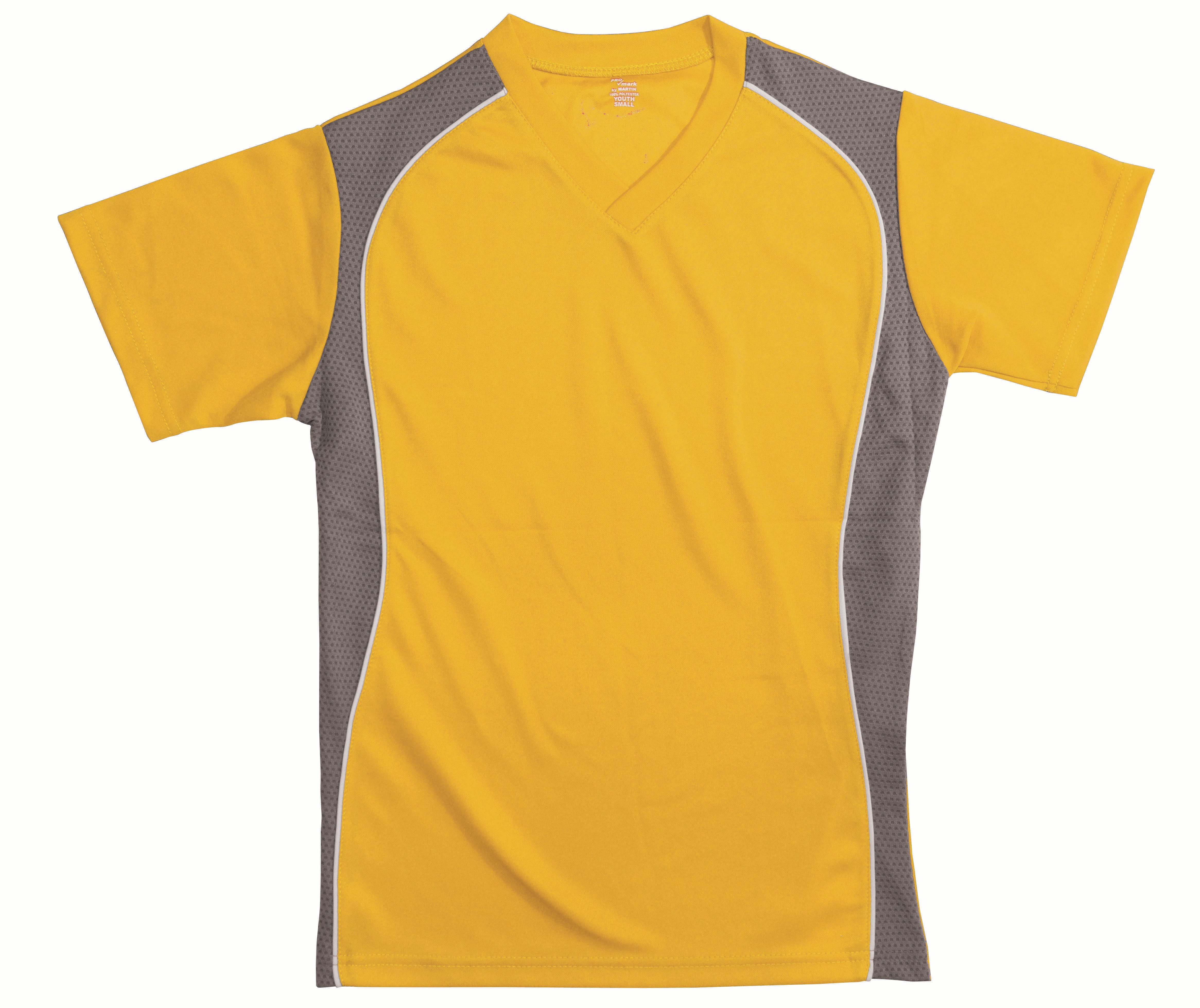 V-Neck Jersey Gold W/Granite Side Panel-Adult-Small