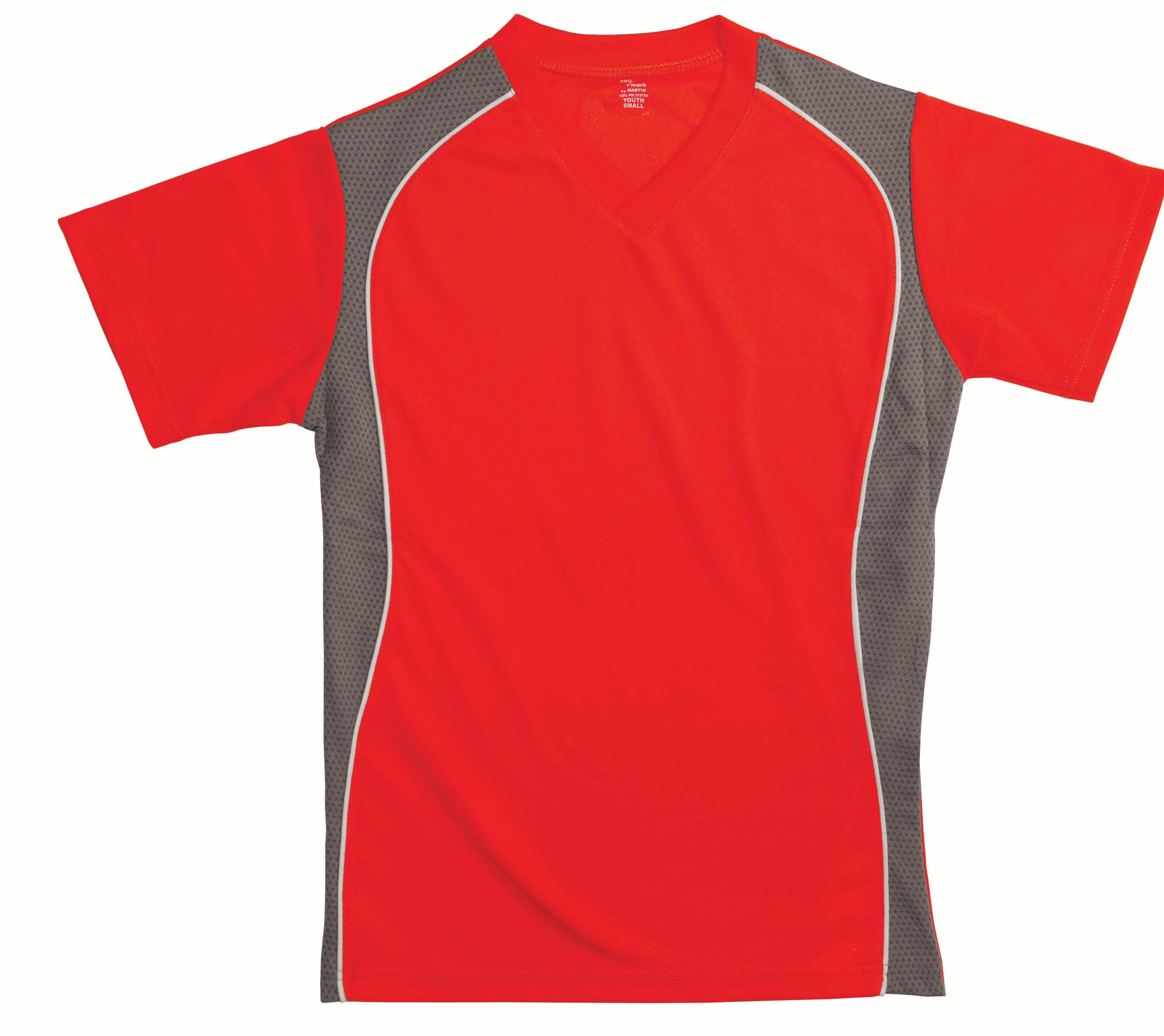 V-Neck Jersey Red W/Granite Side Panel-Adult-Extra Large