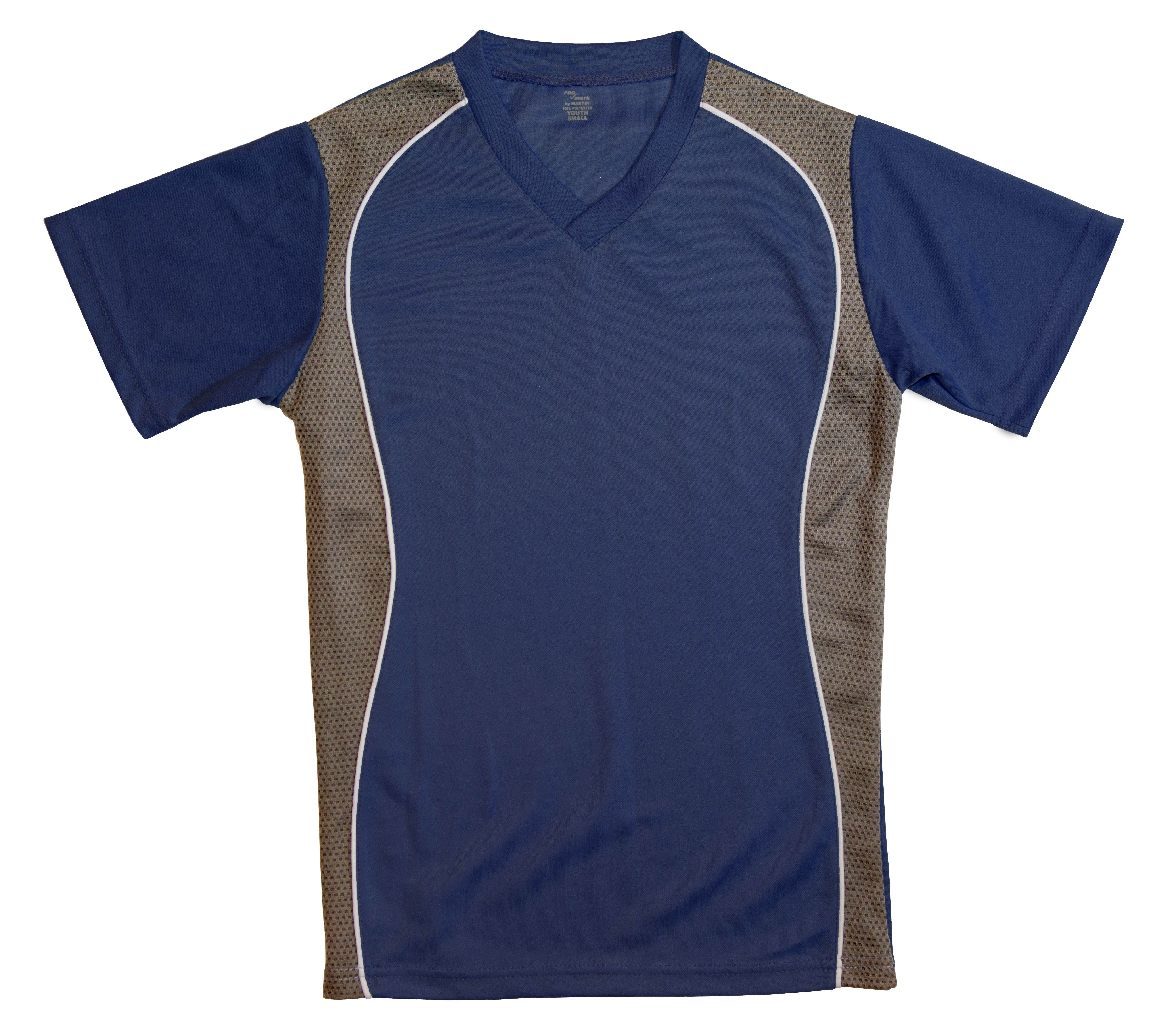 V-Neck Jersey Navy W/Granite Side Panel-Youth-Large