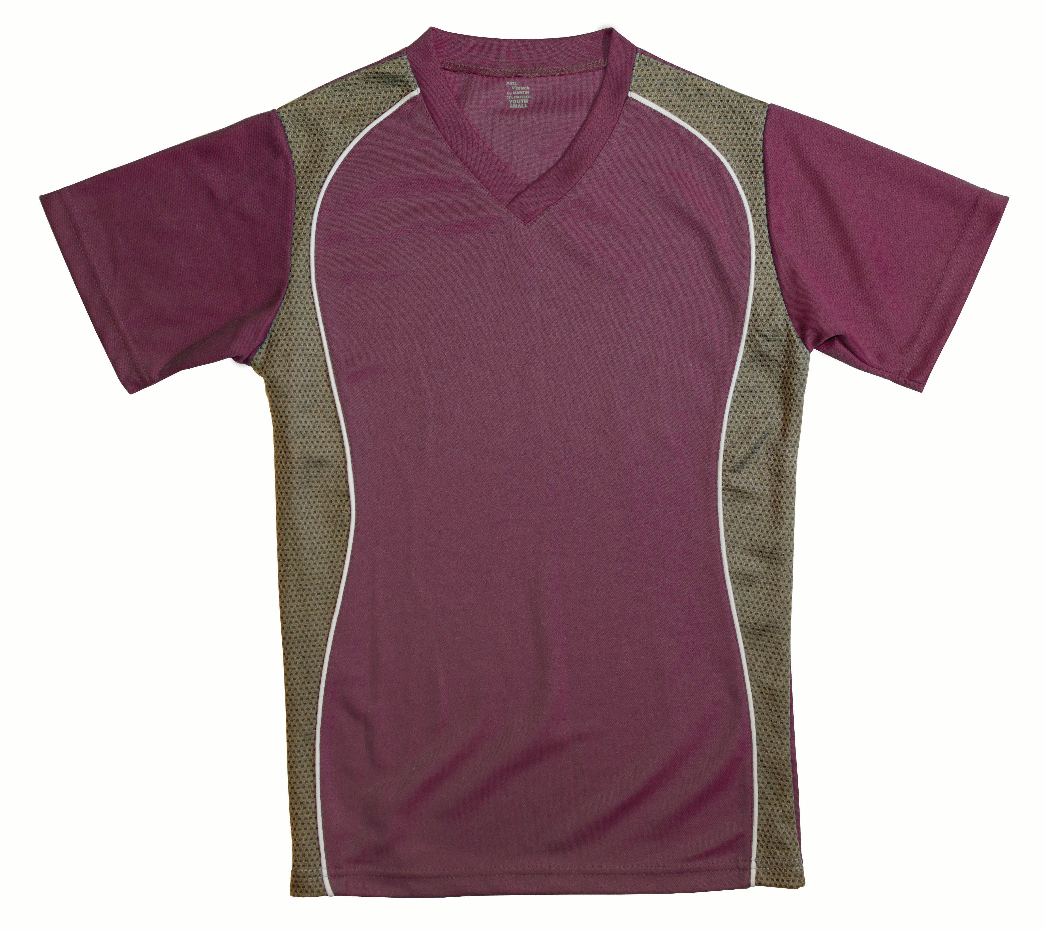 V-Neck Jersey Maroon W/Granite Side Panel-Adult-Small