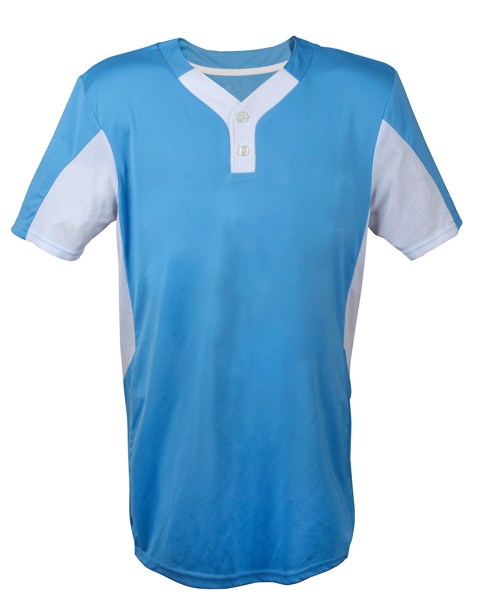 Two Button Jersey-Youth-Medium-Columbia Blue/White