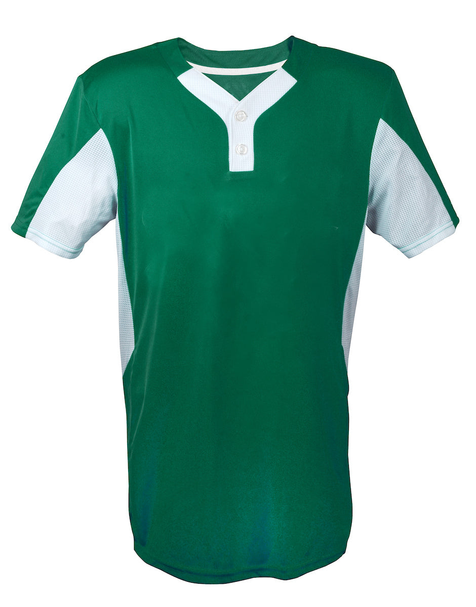 Two Button Jersey-Adult-3 Extra Large -Dark Green/White