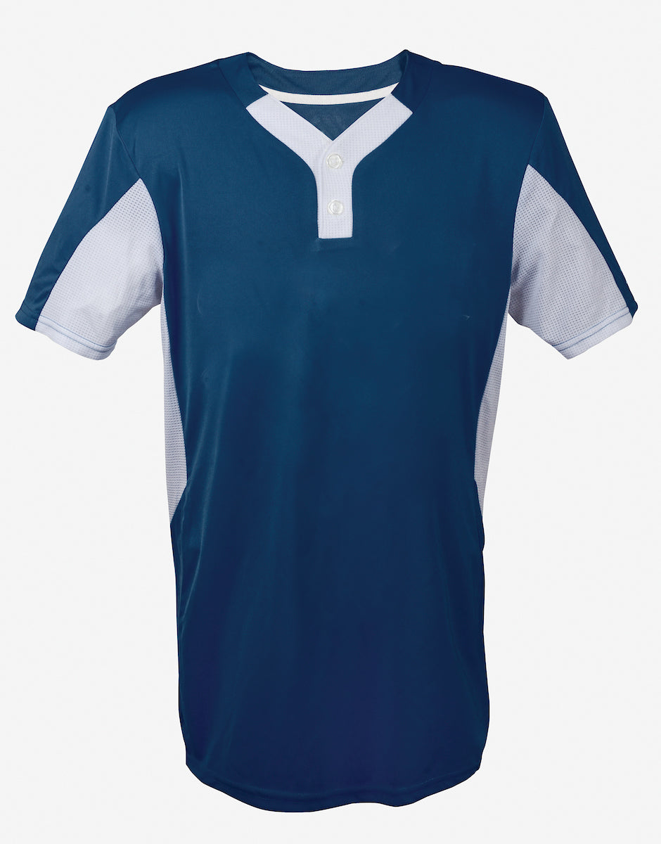 Two Button Jersey-Adult-2 Extra Large -Navy/White