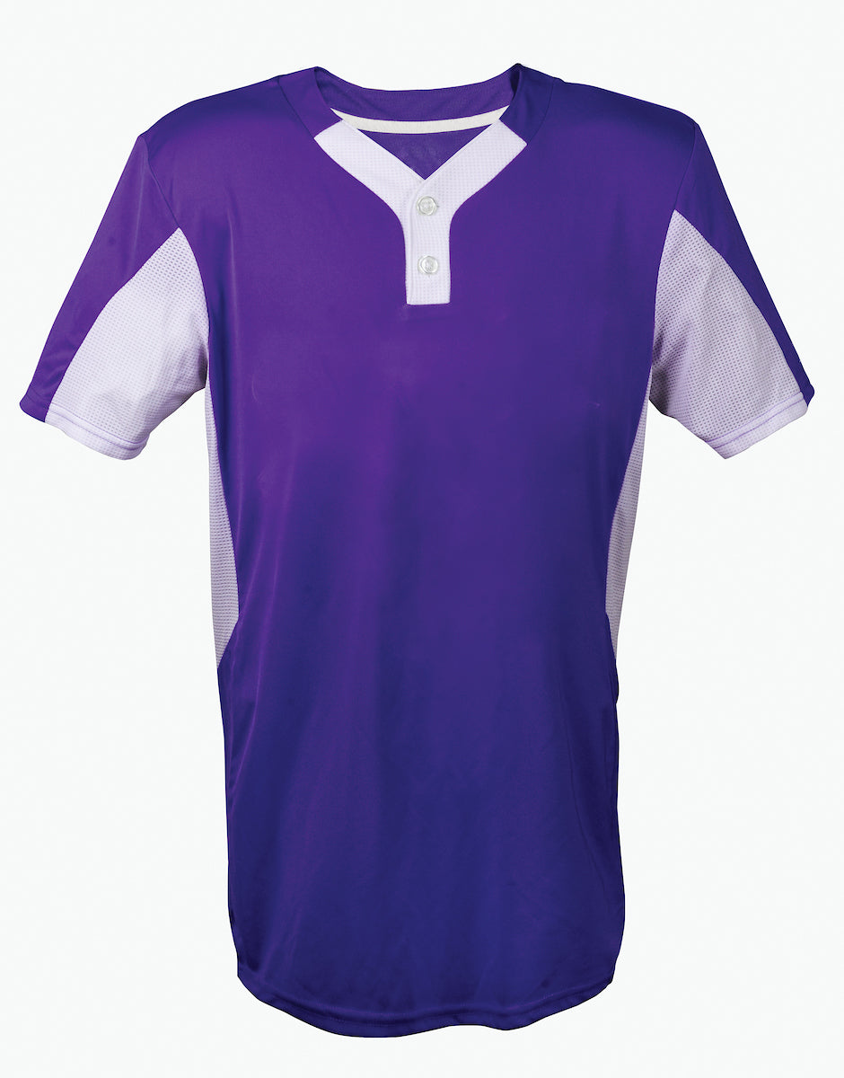 Two Button Jersey-Adult-2 Extra Large -Purple/Grey