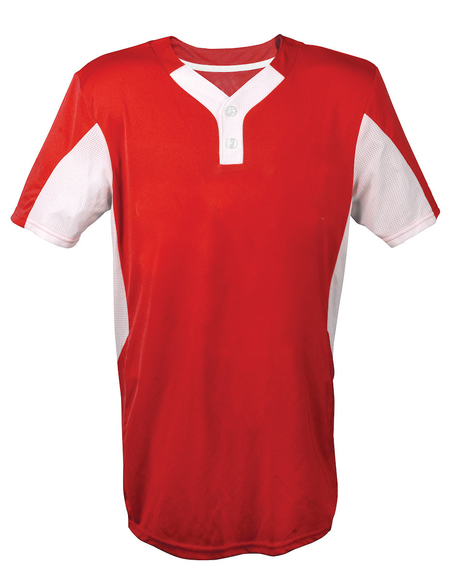 Two Button Jersey-Adult-Small-Red/White