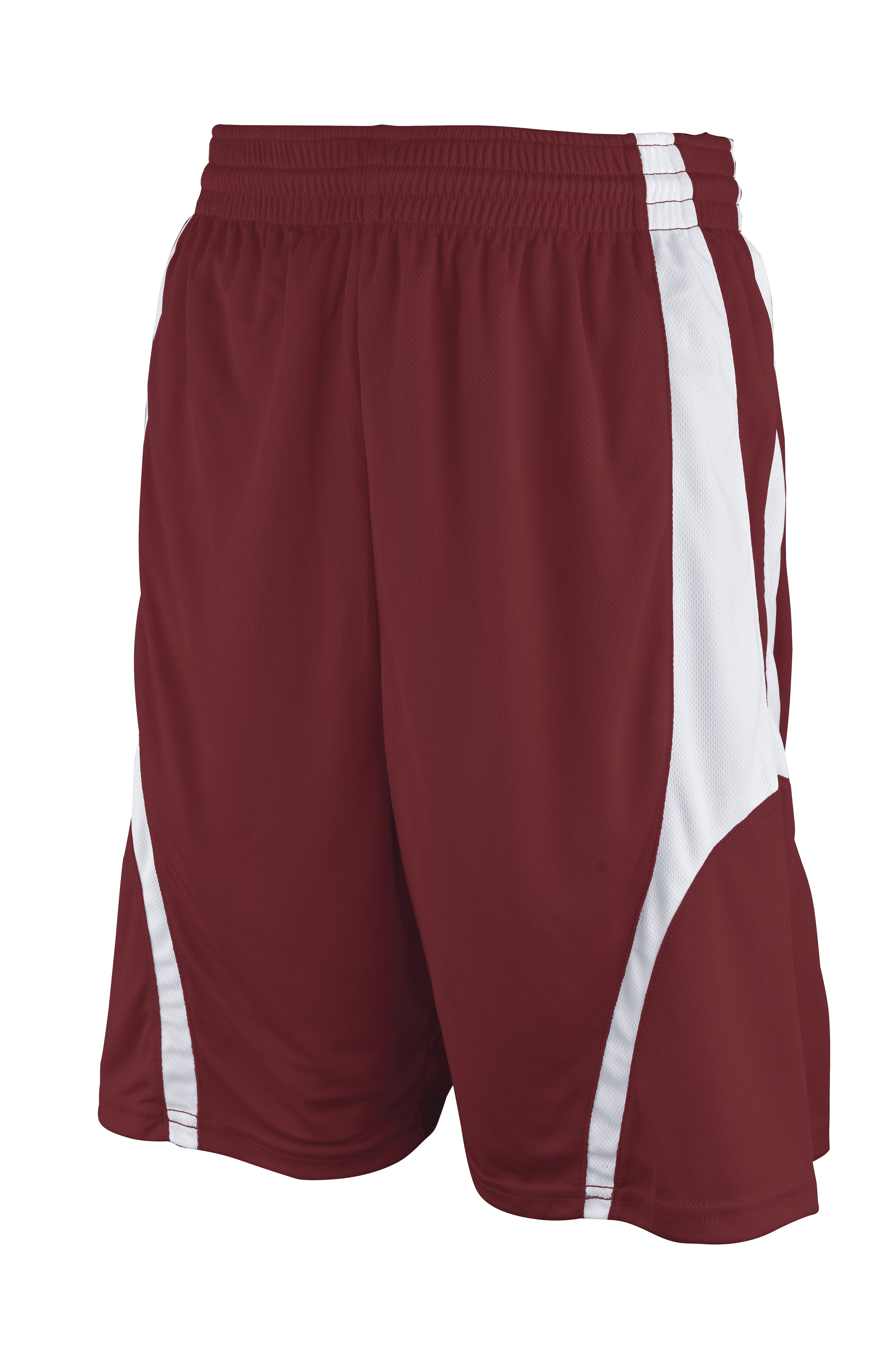 Rev Basketball Shorts, Maroon/White, Youth-Small