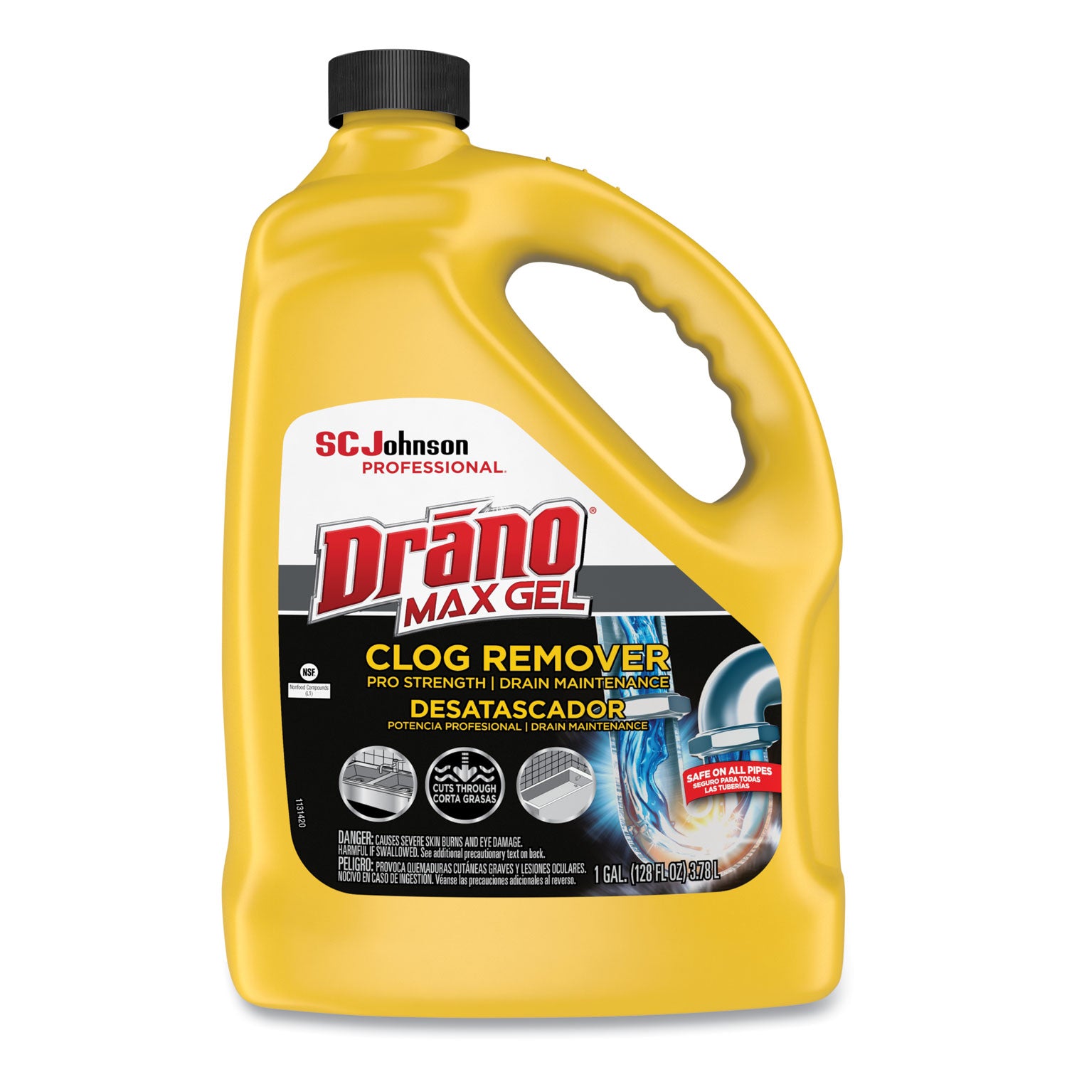 Drano Max Gel Clog Remover - Ready-To-Use - 128 oz (8 lb) - Corrosion Resistant - Clear - 1 Each
