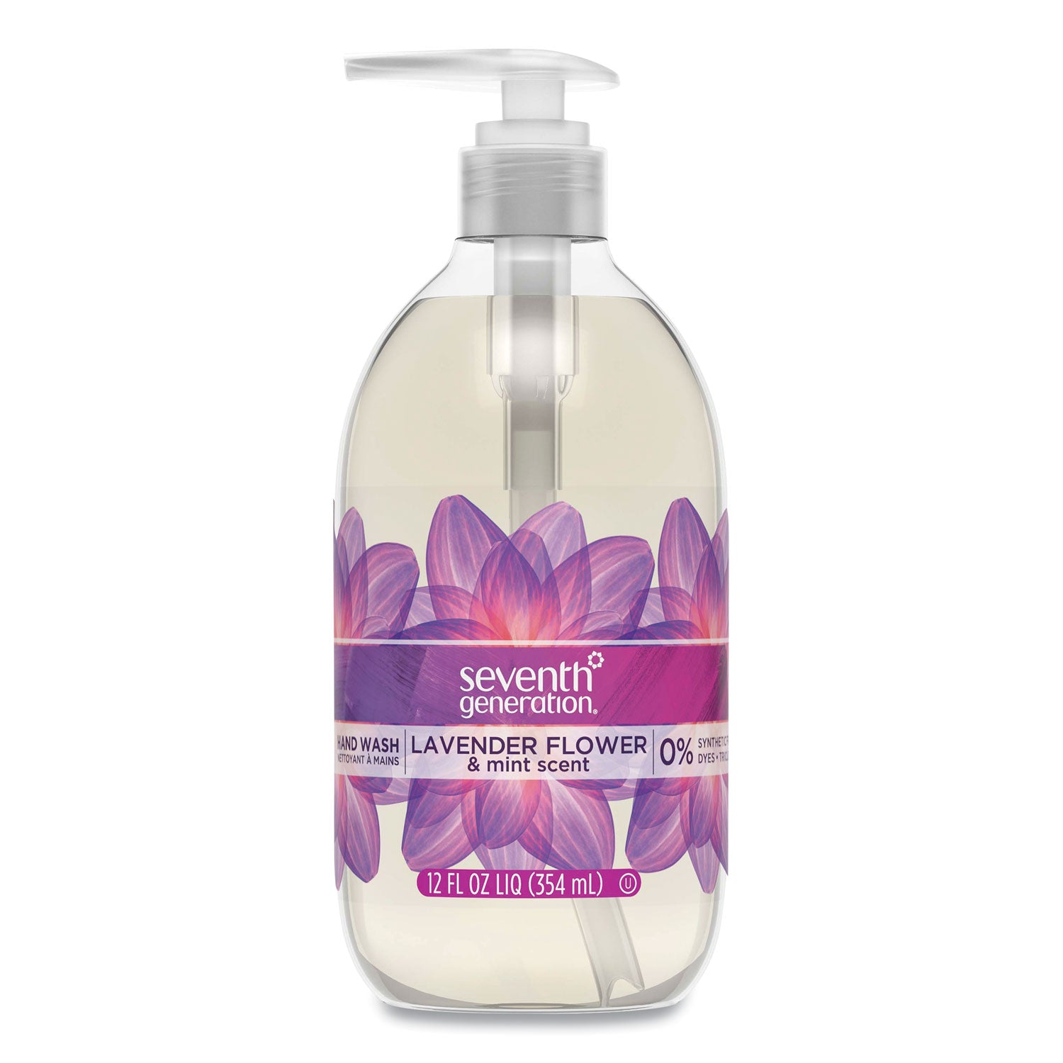 Natural Hand Wash, Lavender Flower and Mint Scent, 12 oz, 8/Carton