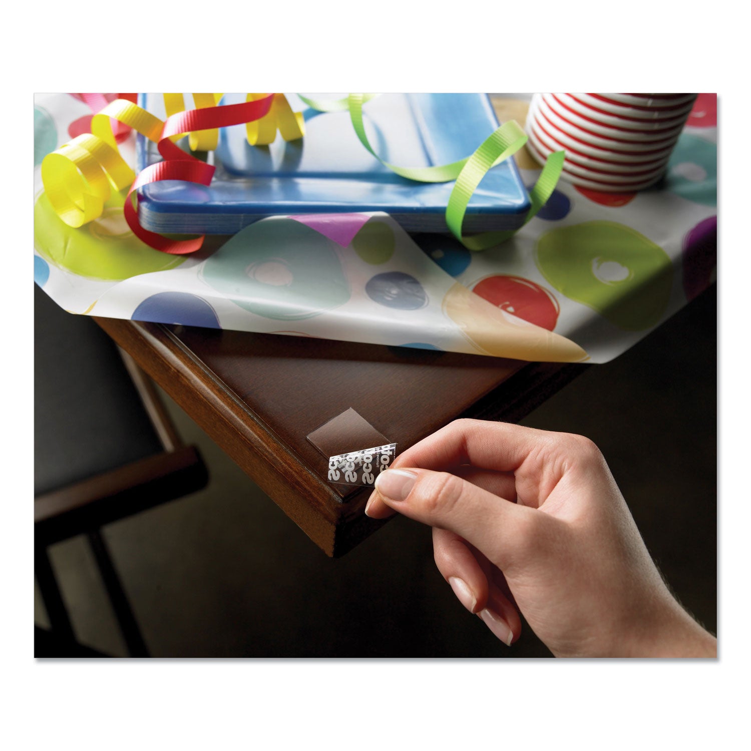 Scotch Restickable Mounting Tabs - 1" Length x 1" Width - Clear - Stain Resistant - For Artwork, Mount Picture/Poster - 1 Pack