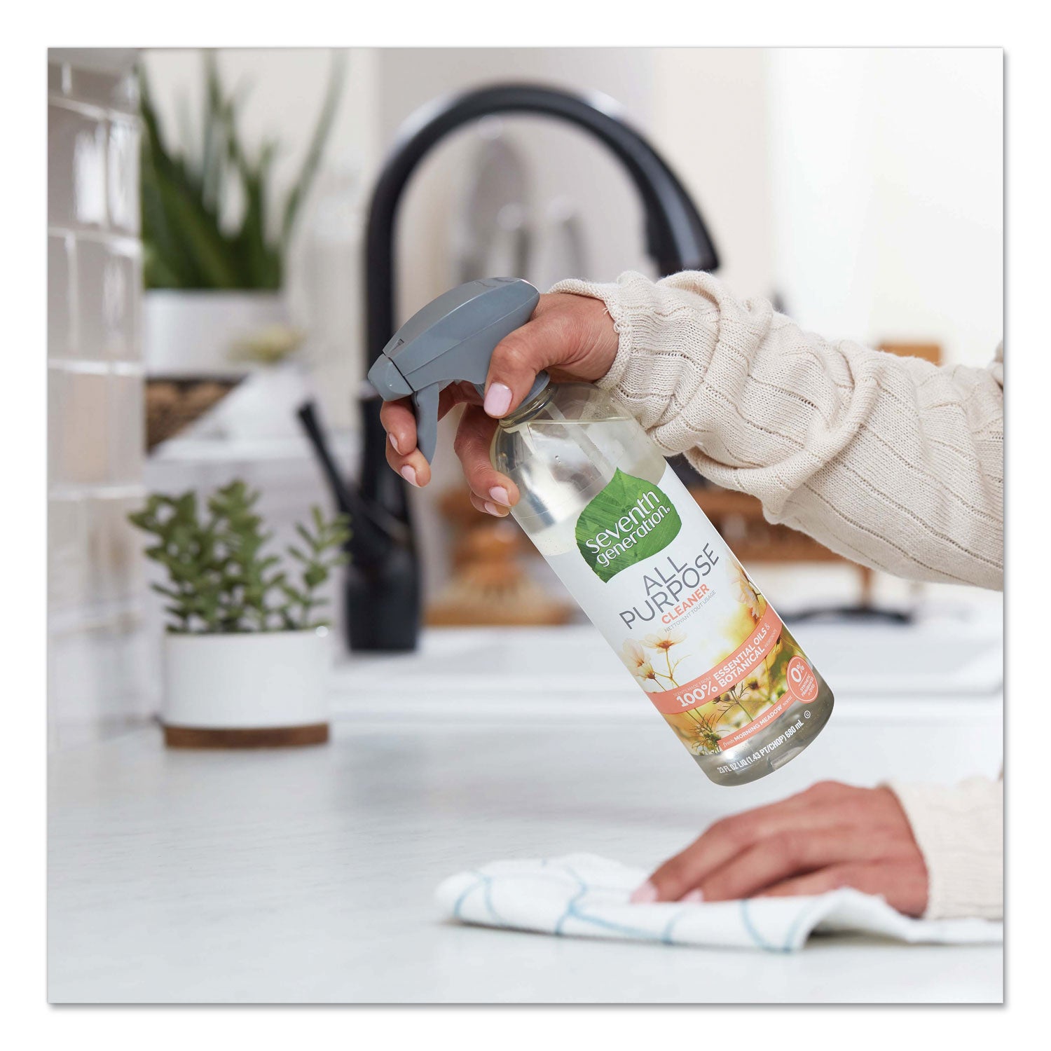 Natural All-Purpose Cleaner, Morning Meadow, 23 Oz Trigger Spray Bottle, 8/carton