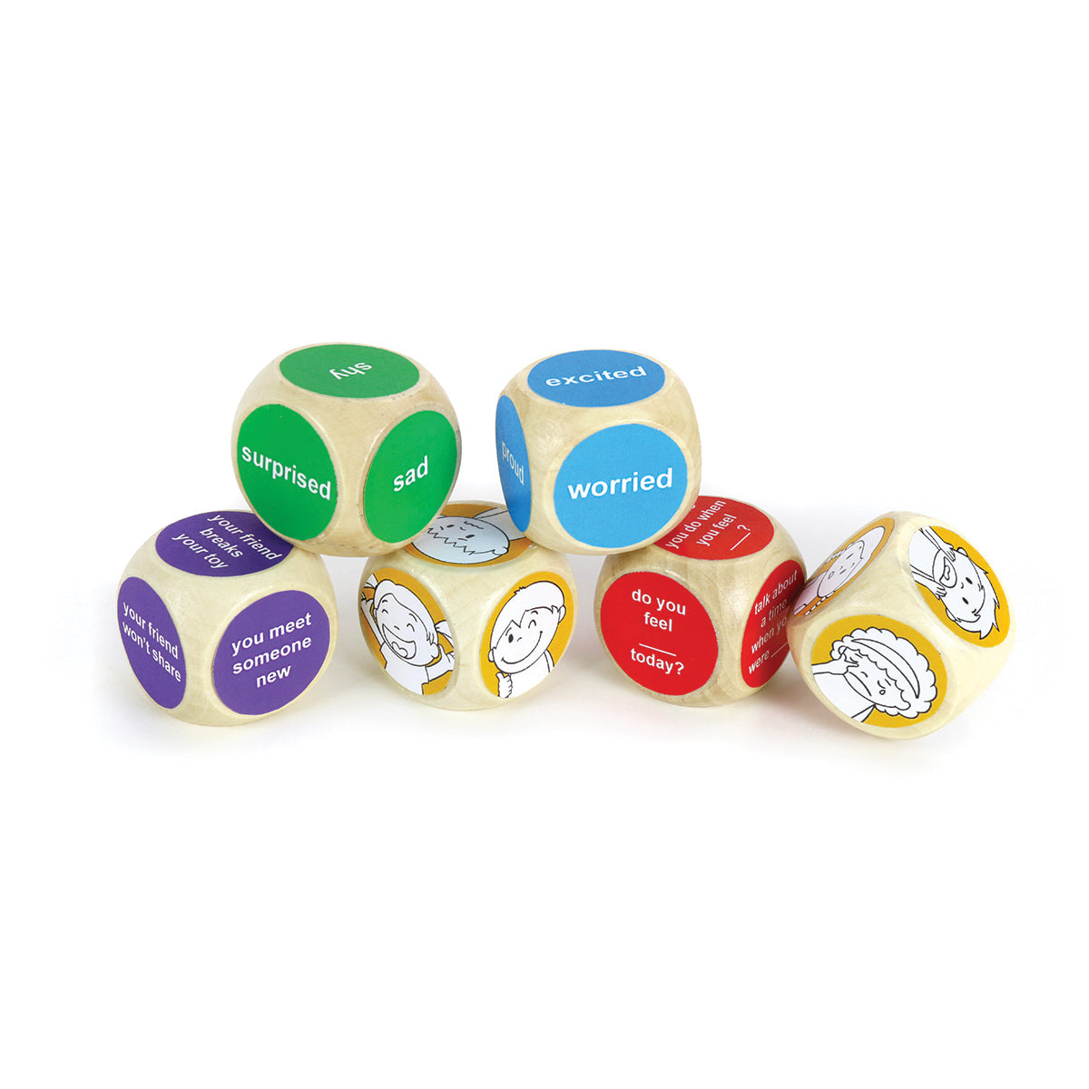 Emotion Wooden Dice - Pack of 6
