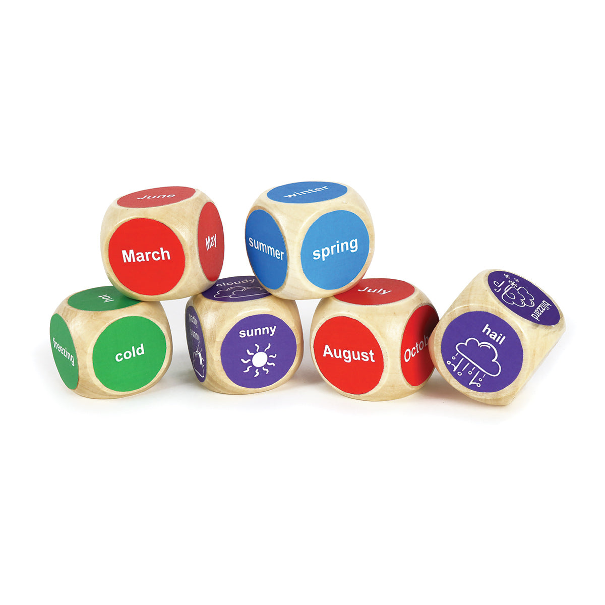 Weather Wooden Dice - Pack of 6