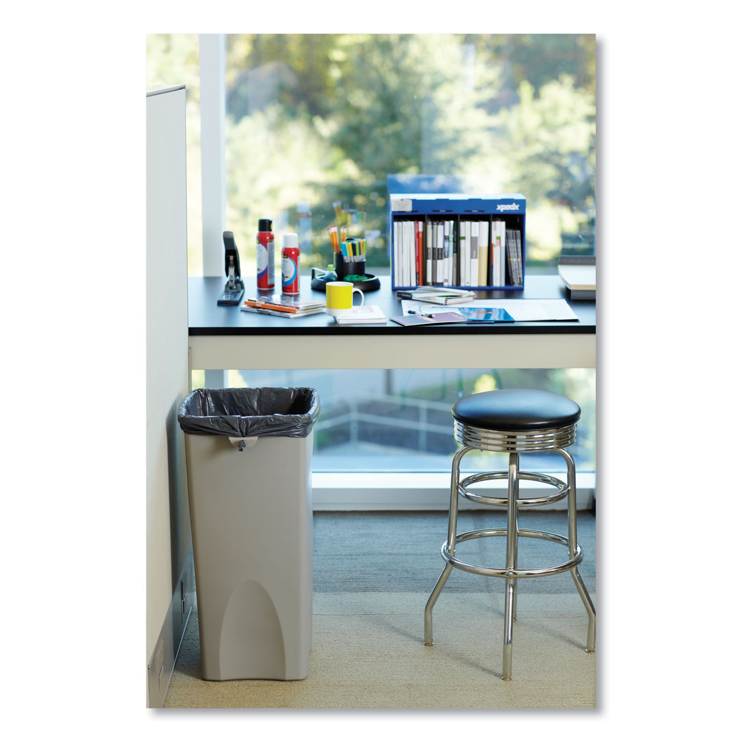 Rubbermaid Commercial Untouchable Square Container - 23 gal Capacity - Square - Crack Resistant - 32.9" Height x 16.5" Width x 15.5" Depth - Plastic - Beige - 1 Each