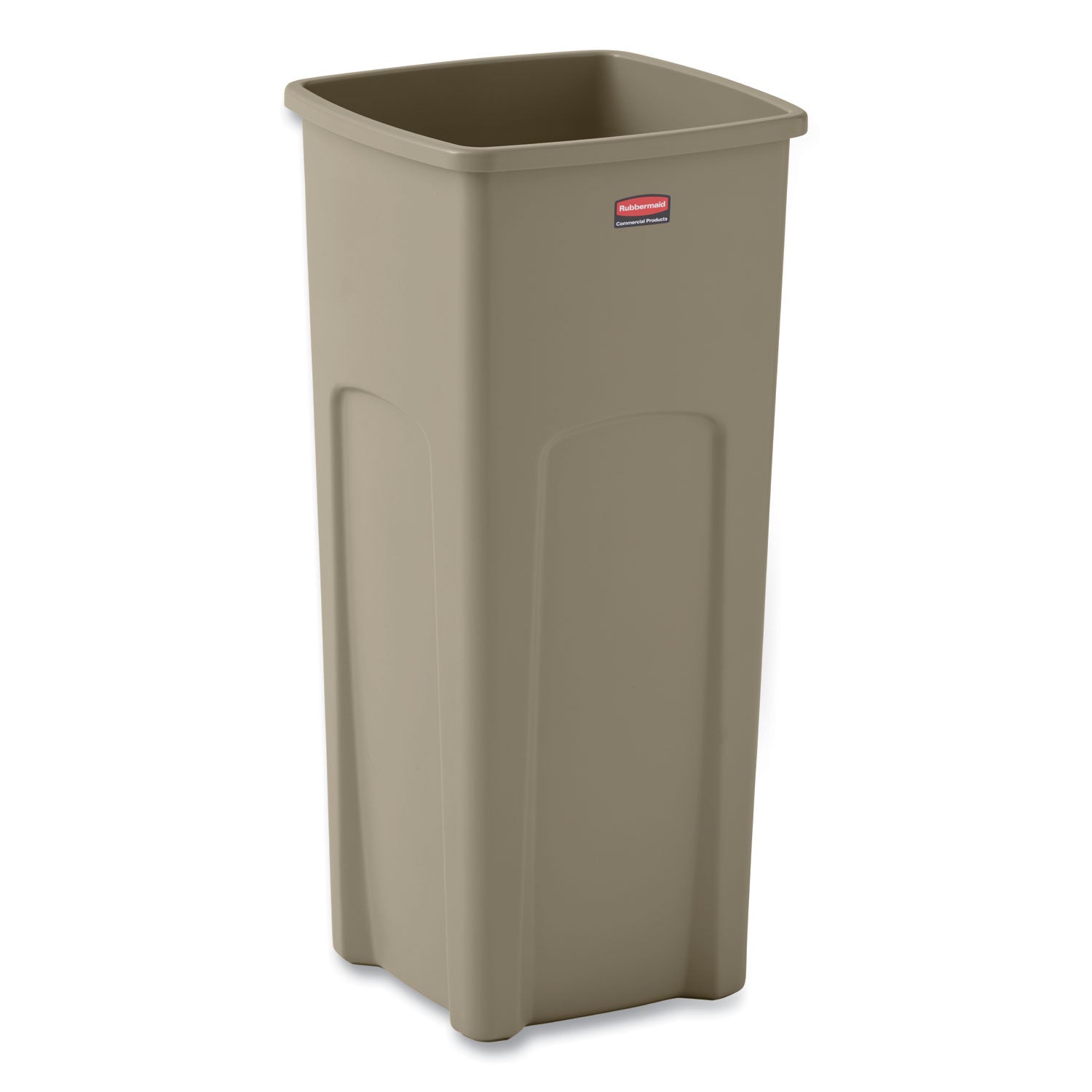 Rubbermaid Commercial Untouchable Square Container - 23 gal Capacity - Square - Crack Resistant - 32.9" Height x 16.5" Width x 15.5" Depth - Plastic - Beige - 1 Each
