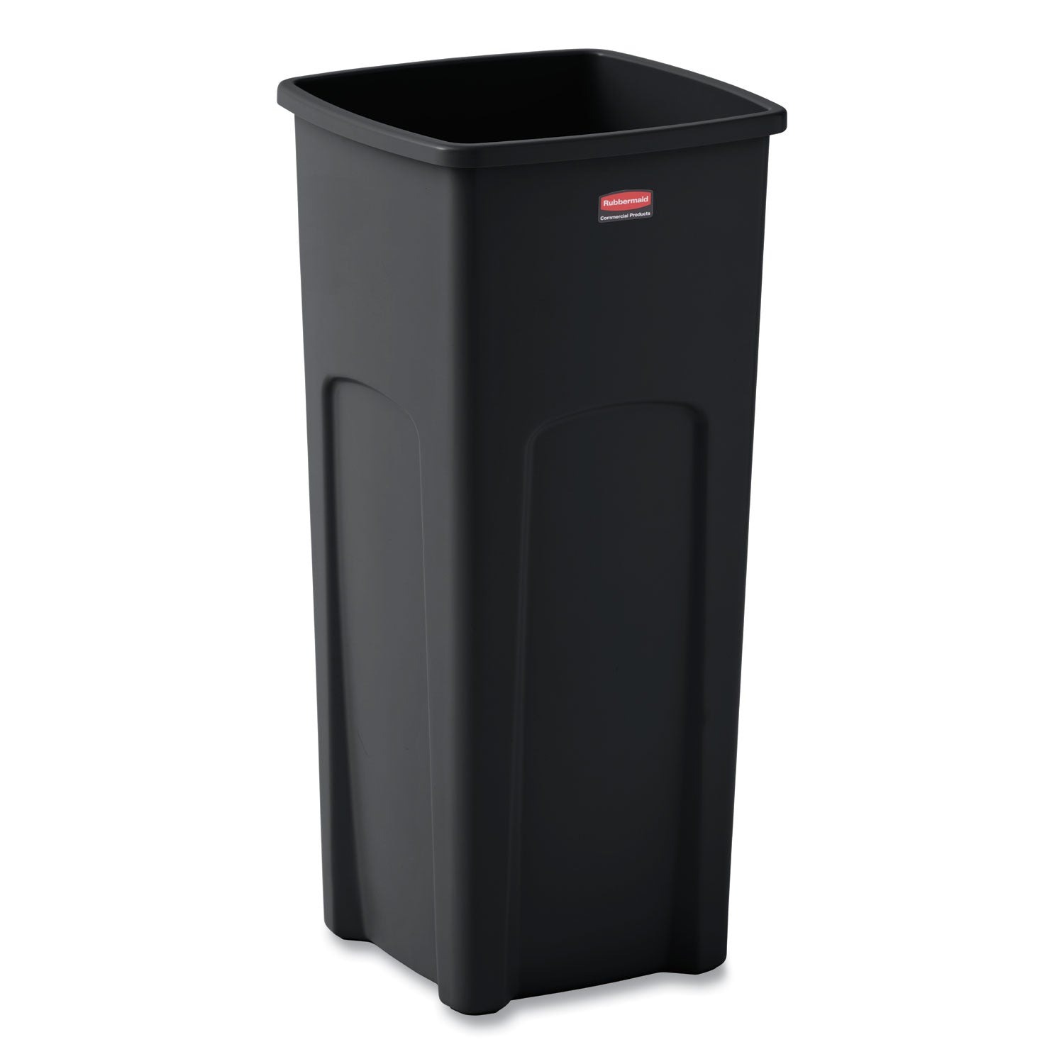 Rubbermaid Commercial Untouchable Square Container - 23 gal Capacity - Square - Crack Resistant - 32.9" Height x 16.5" Width x 15.5" Depth - Plastic - Black - 1 Each