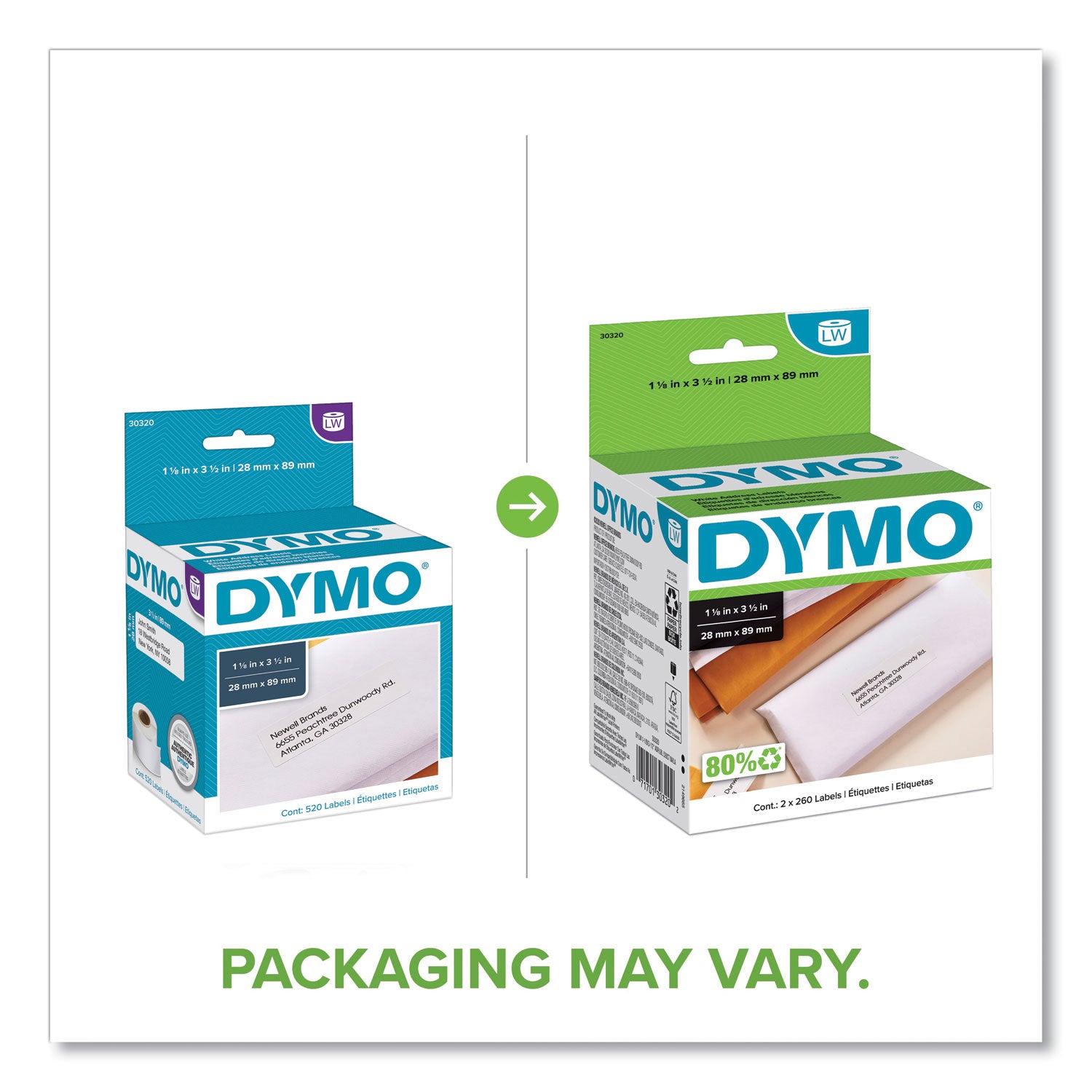 1 1/8" Width x 3 1/2" Length - Permanent Adhesive - Rectangle - Direct Thermal - White - Paper - Self-adhesive - 260 / Roll - 520 / Box