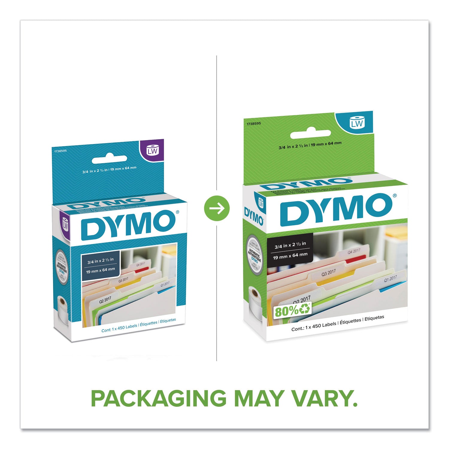 3/4" Width x 2 1/2" Length - Direct Thermal - White - 450 / Roll - 1 Roll