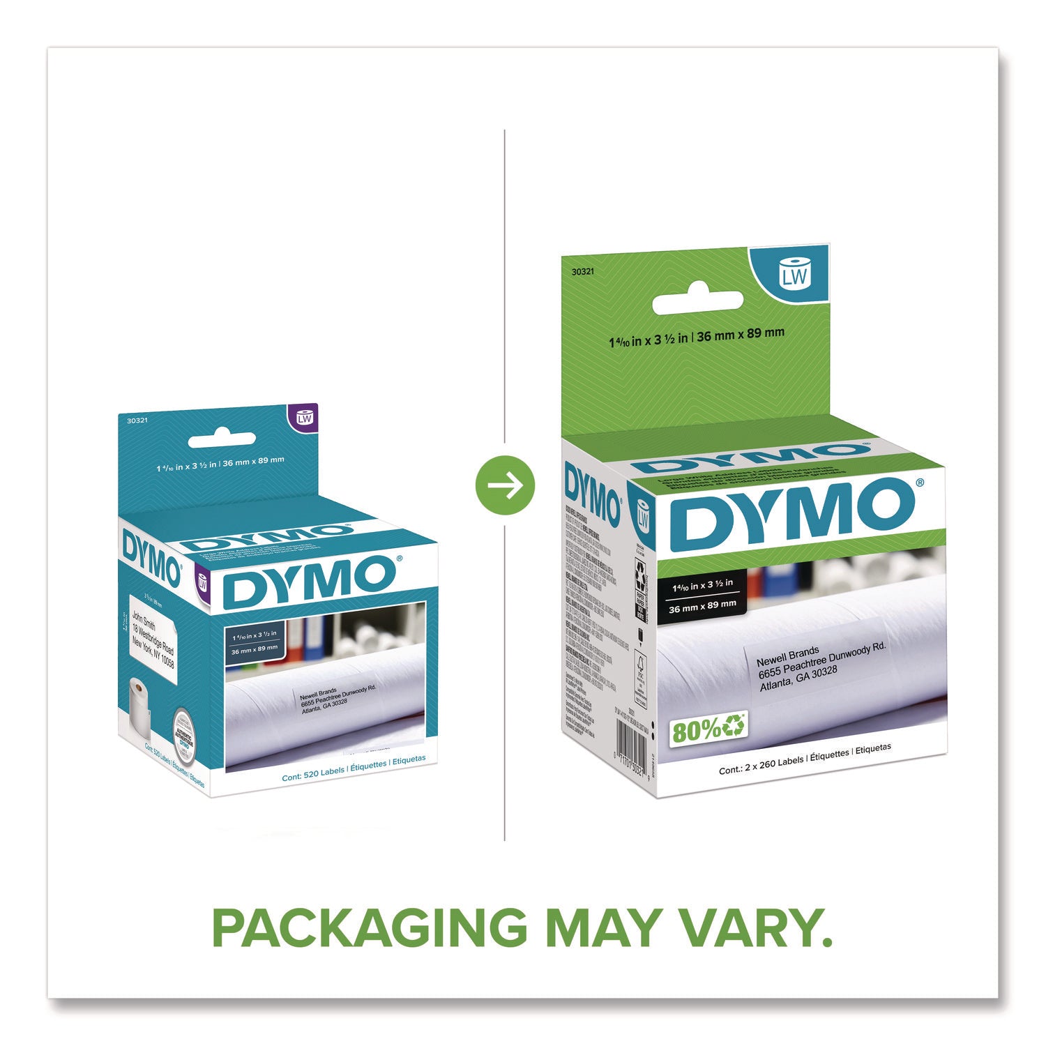 1 2/5" Width x 3 1/2" Length - Rectangle - Inkjet - White - 260 / Roll - 520 / Box