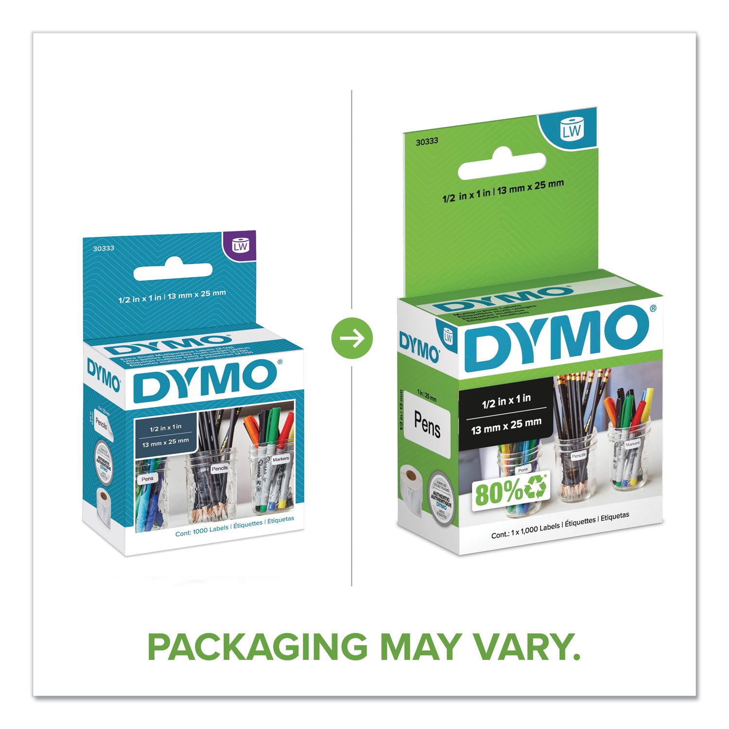 1/2" Width x 1" Length - Rectangle - Thermal Transfer - White - Paper - 1000 / Roll - 1 Box