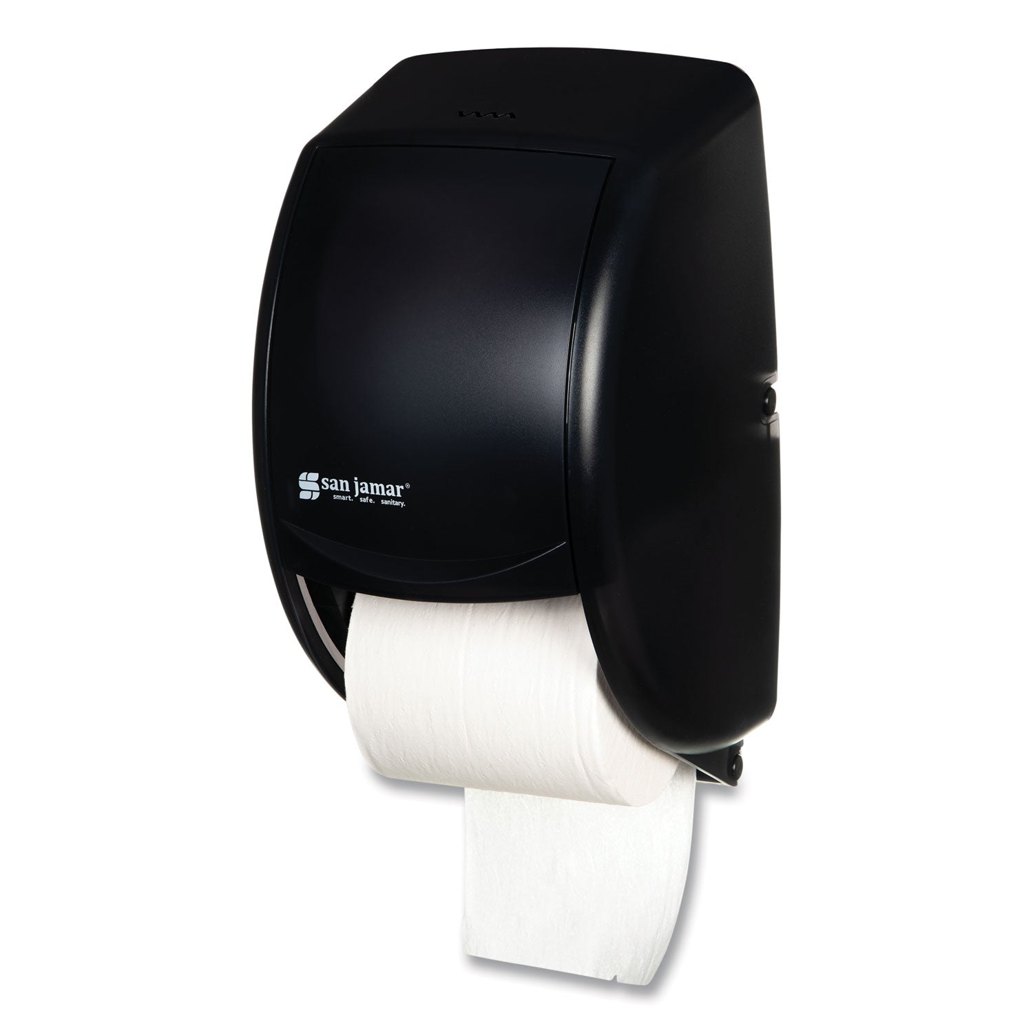 San Jamar Duett Standard Bath Tissue Dispenser - Roll Dispenser - 2 x Roll - 1.62" Roll Diameter - 12.8" Height x 7.5" Width x 7" Depth - Black - 1 Each
