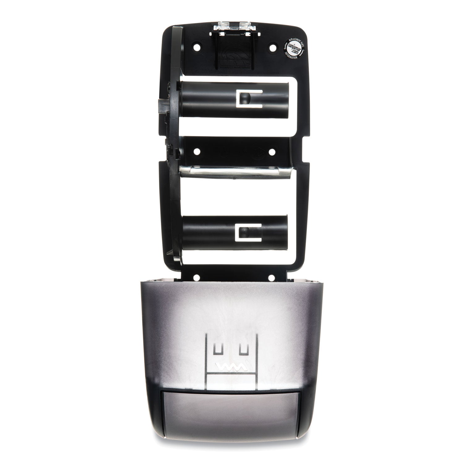 San Jamar Duett Standard Bath Tissue Dispenser - Roll Dispenser - 2 x Roll - 1.62" Roll Diameter - 12.8" Height x 7.5" Width x 7" Depth - Black - 1 Each
