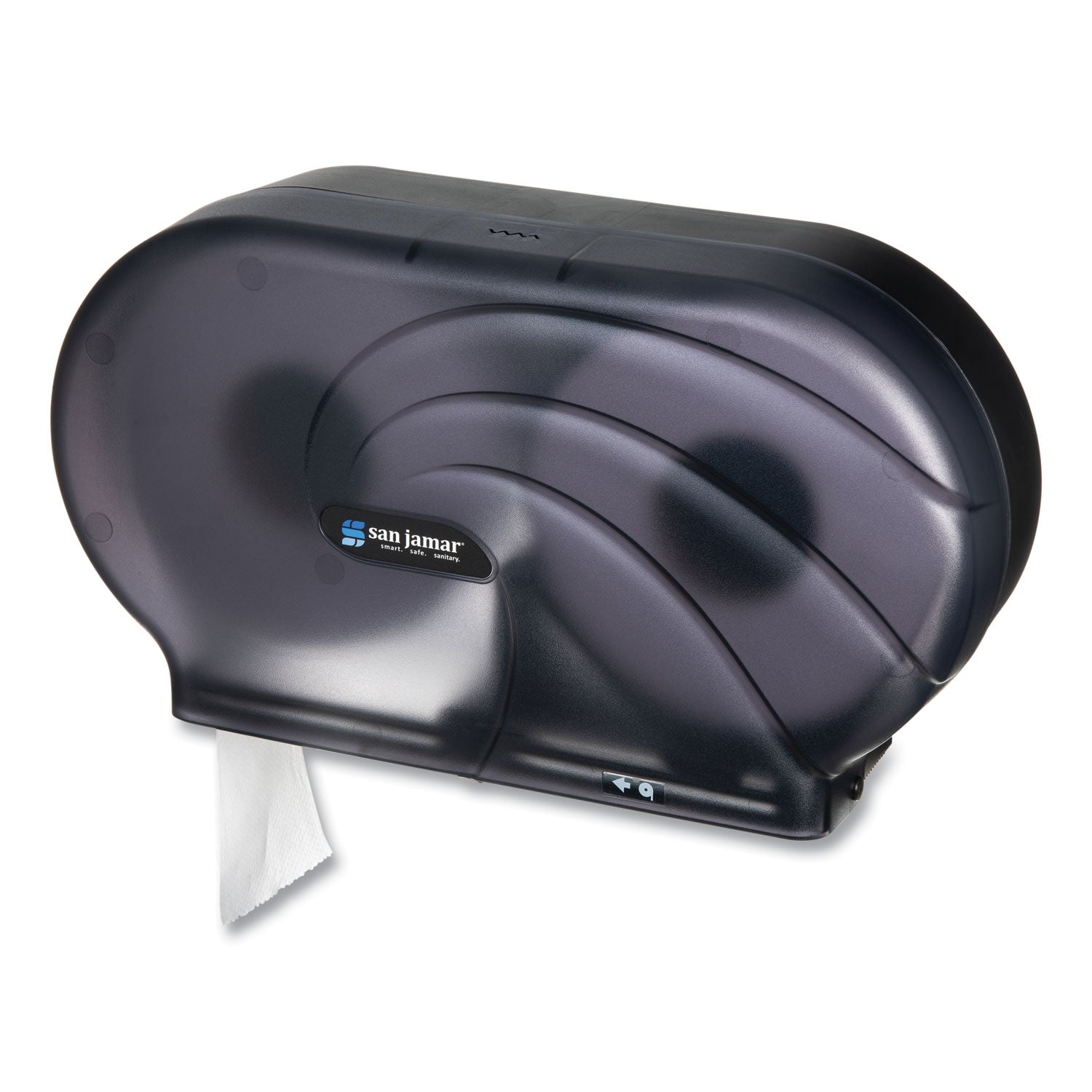 Roll Dispenser - 2 x Roll - 12" Height x 19" Width x 5.3" Depth - Plastic - Pearl Black - Slim, Impact Resistant, Compact - 1 Each