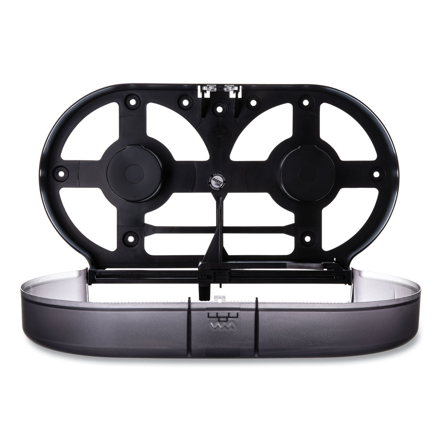 Roll Dispenser - 2 x Roll - 12" Height x 19" Width x 5.3" Depth - Plastic - Pearl Black - Slim, Impact Resistant, Compact - 1 Each