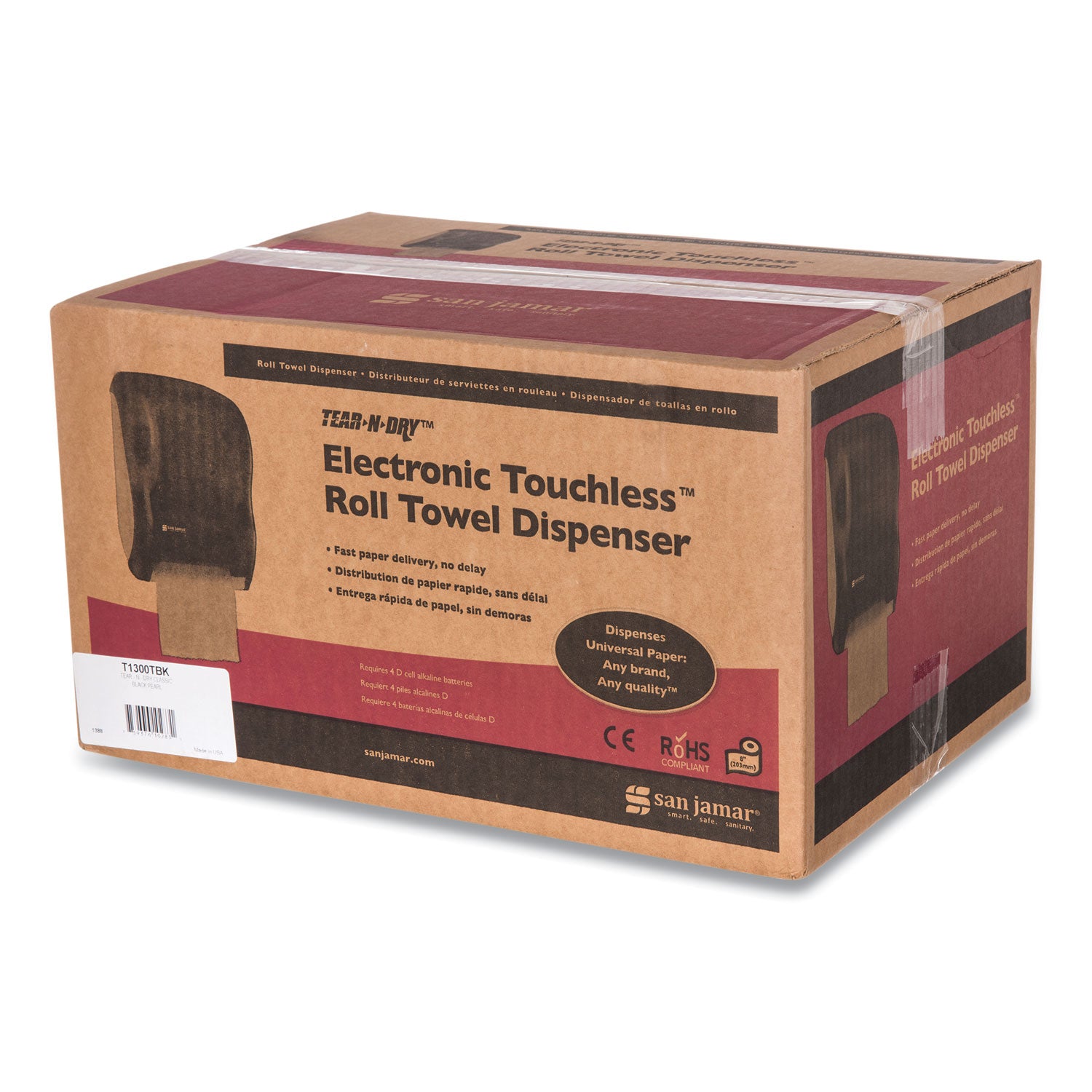 Tear-N-Dry Touchless Roll Towel Dispenser, 11.75 X 9 X 15.5, Black Pearl