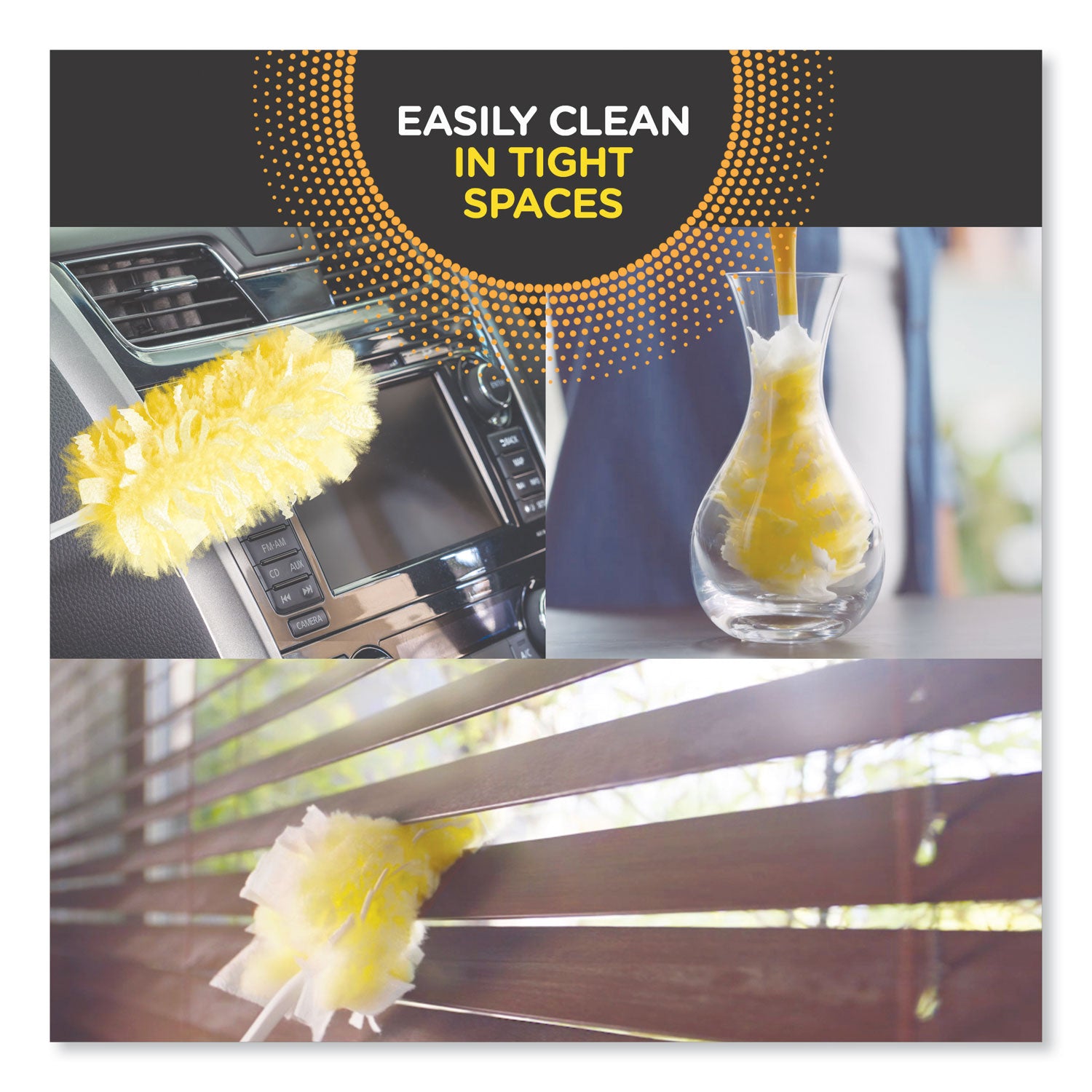 Heavy Duty Dusters Refill, Dust Lock Fiber, Yellow, 33/Carton