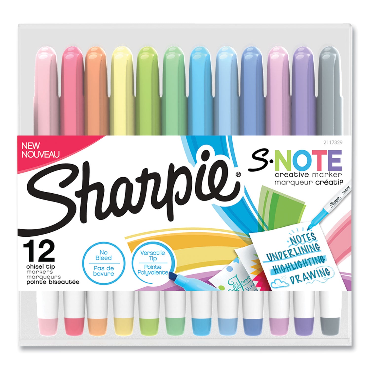 Sharpie S-Note Creative Markers - Broad Chisel Marker Point - Assorted Ink - Drawing, Coloring - 12 / Pack