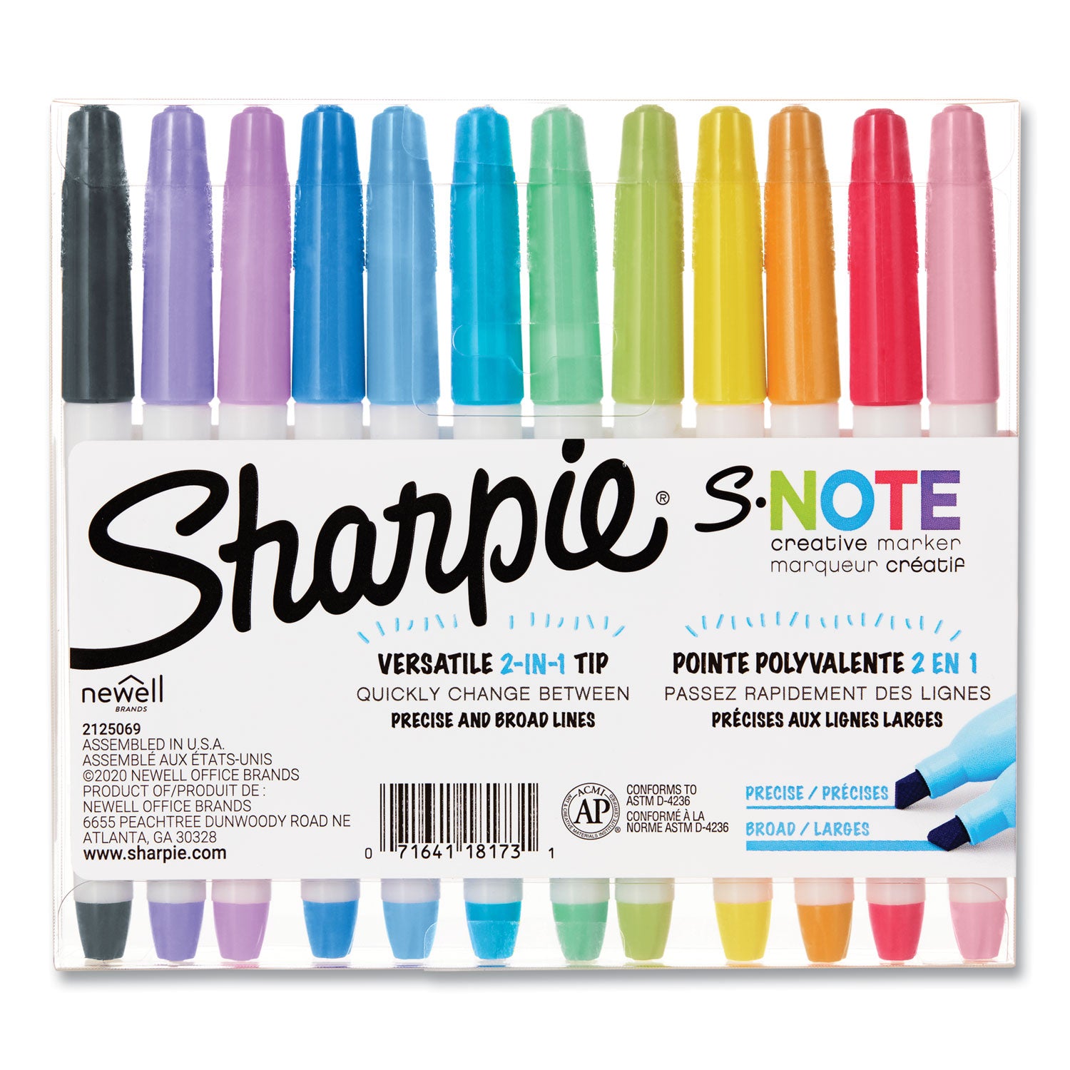 Sharpie S-Note Creative Markers - Broad Chisel Marker Point - Assorted Ink - Drawing, Coloring - 12 / Pack
