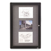 Quartet Enclosed Bulletin Board - 36" Board Height x 24" Board Width - Gray Fabric Surface - Hinged, Durable, Shatter Proof, Self-healing - Graphite Frame - 1 Each