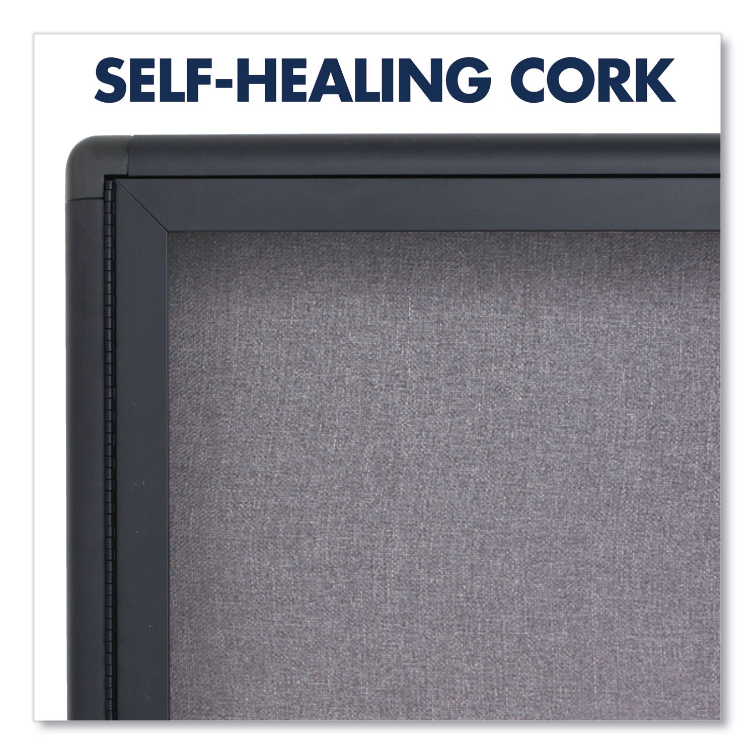 Quartet Enclosed Bulletin Board - 36" Board Height x 48" Board Width - Gray Fabric Surface - Hinged, Durable, Shatter Proof, Self-healing - Graphite Frame - 1 Each