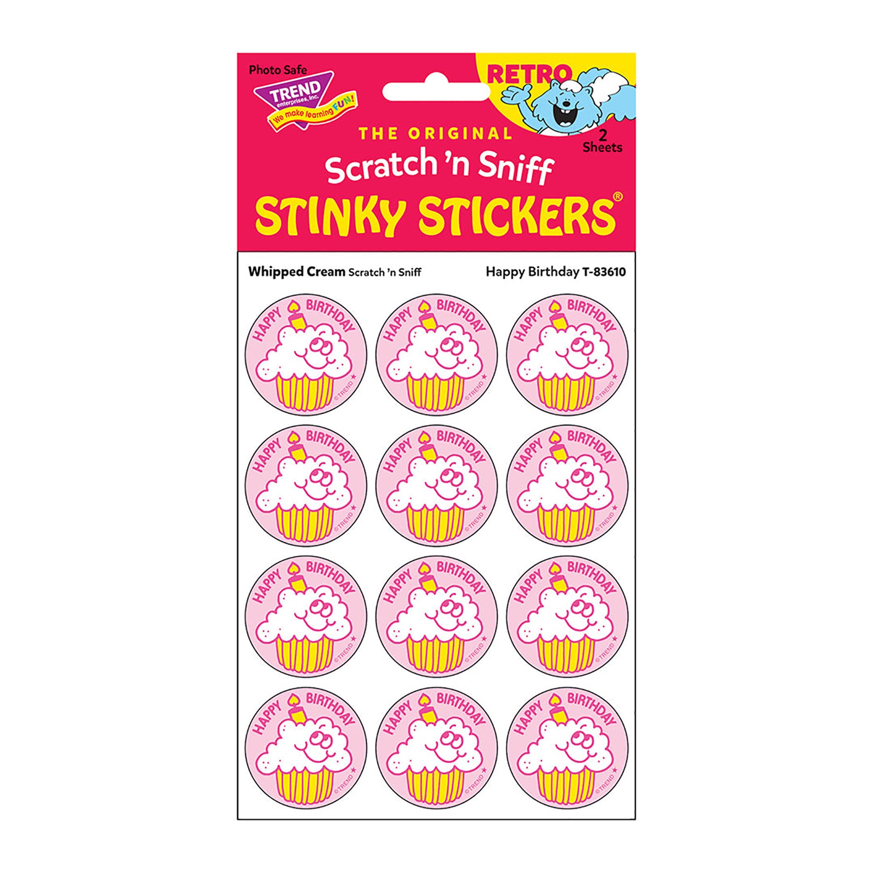 Happy Birthday/Whipped Cream Scented Stickers, Pack of 24