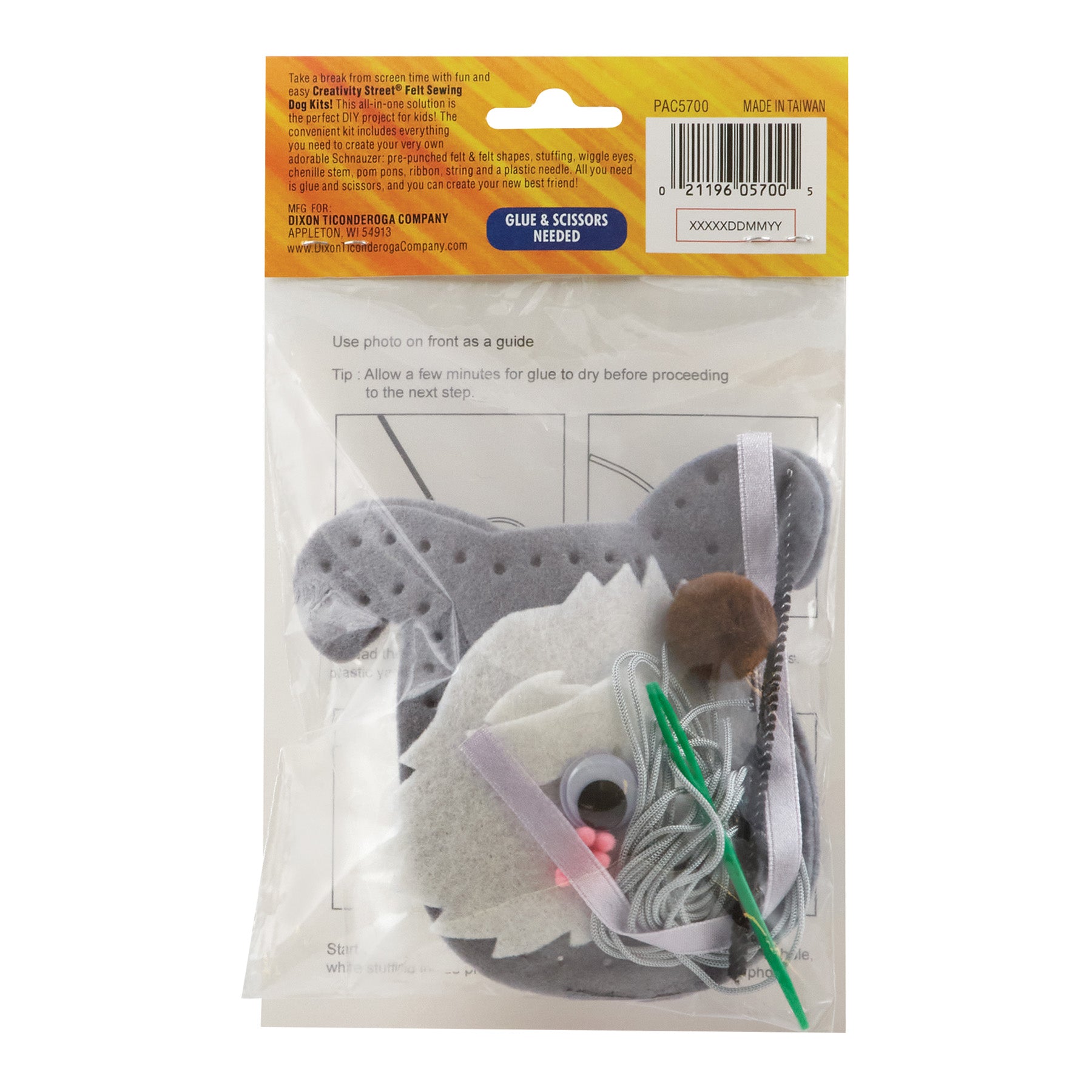 Felt Sewing Dog Kit, Schnauzer, 4.25" x 6.5" x 1", 1 Kit