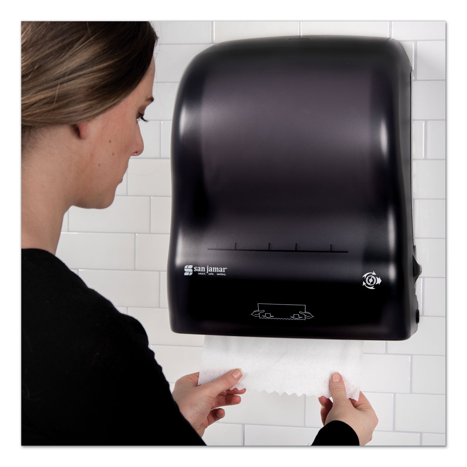 Touchless Dispenser - 1 x Roll - 15.1" Height x 12.4" Width x 9.3" Depth - Black Pearl - Easy-to-load - 1 Each