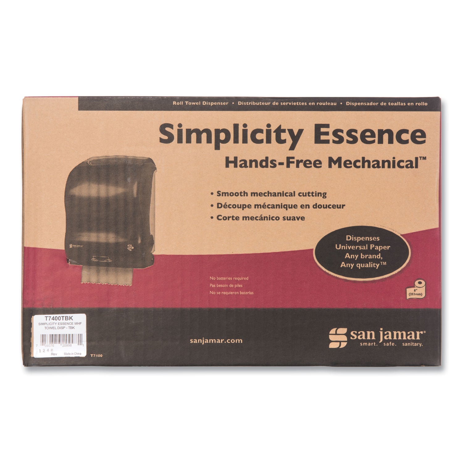 Touchless Dispenser - 1 x Roll - 15.1" Height x 12.4" Width x 9.3" Depth - Black Pearl - Easy-to-load - 1 Each