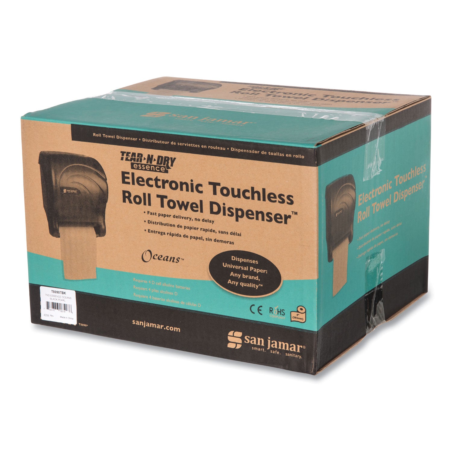 Tear-N-Dry Essence Touchless Towel Dispenser, 11.75 X 9.13 X 14.44, Black Pearl