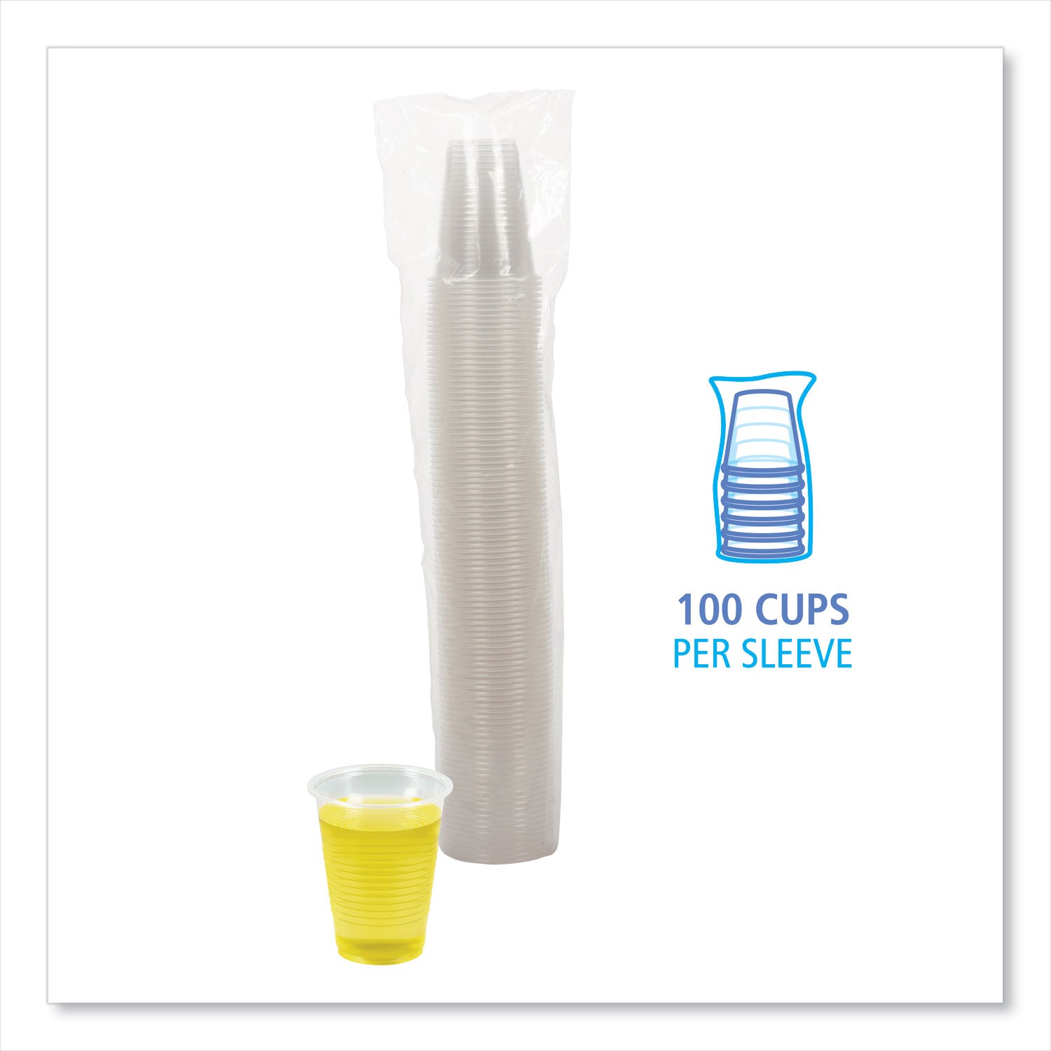 Translucent Plastic Cold Cups, 7 oz, 100/Pack