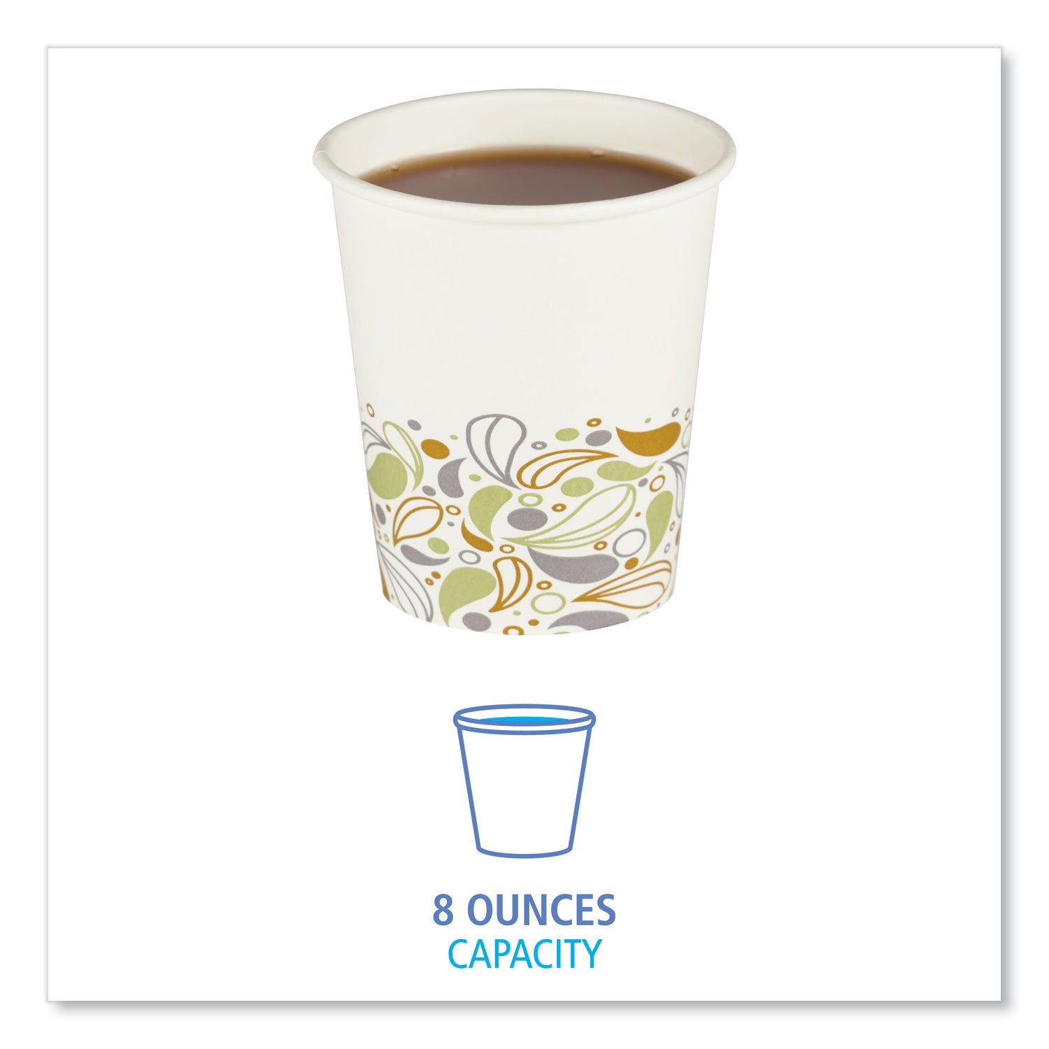 Deerfield Printed Paper Hot Cups, 8 oz, 50/Sleeve, 20 Sleeves/Carton