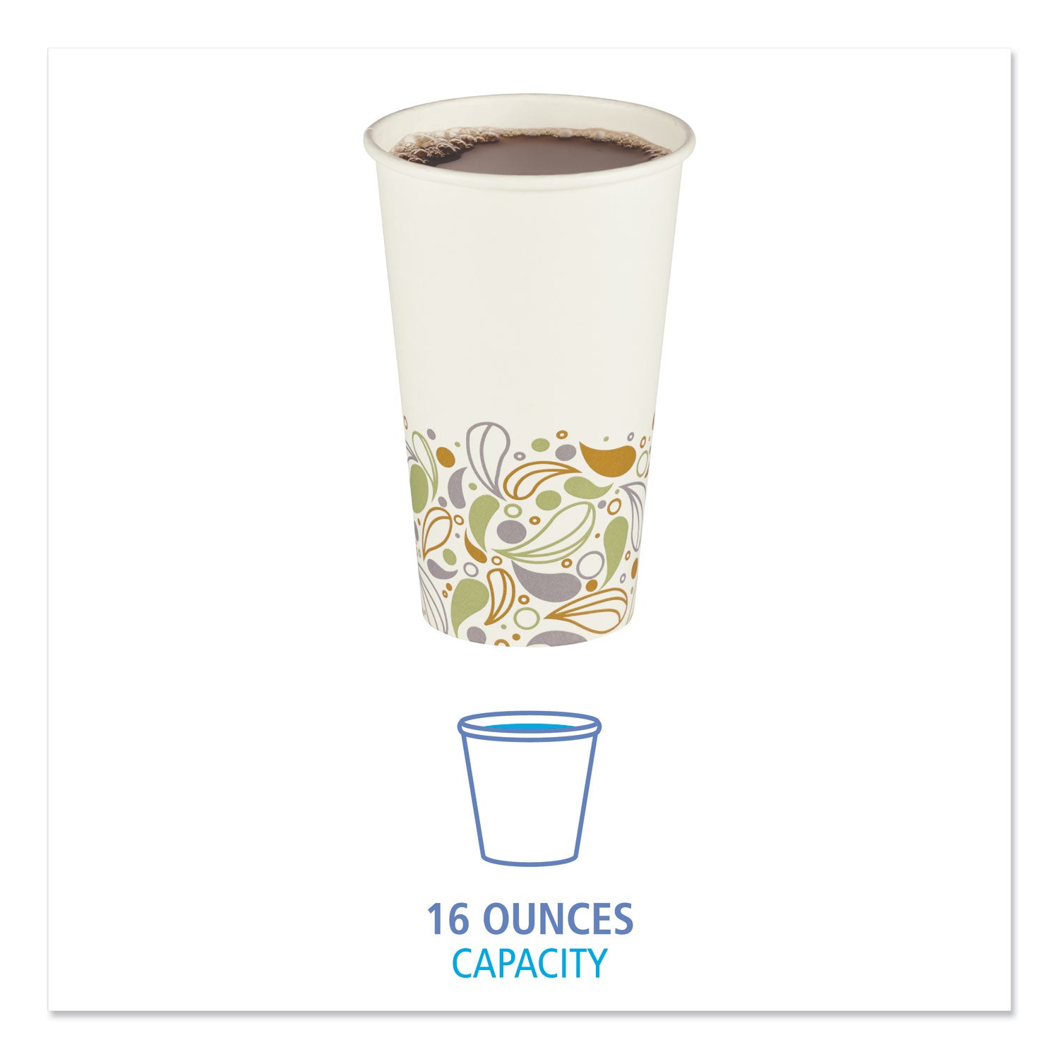 Deerfield Printed Paper Hot Cups, 16 oz, 50/Sleeve, 20 Sleeves/Carton