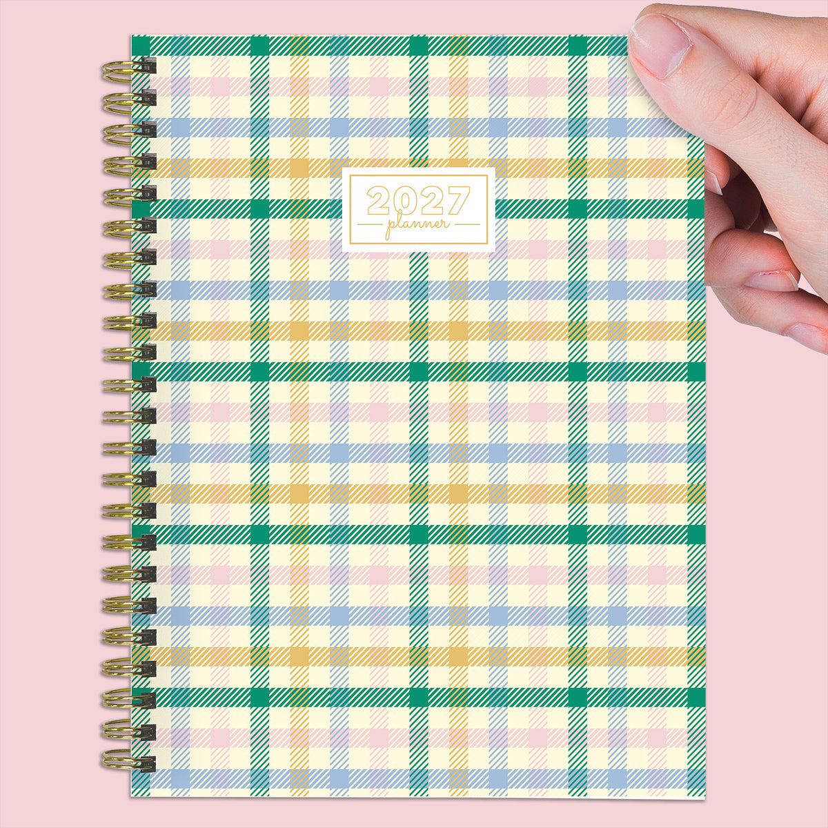 2027 PASTEL PLAID MED WK MON PLNNER