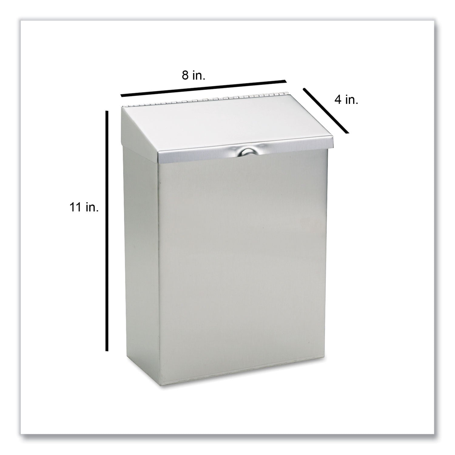 Hospeco Menstrual Care Product Waste Receptacle - Rectangular - 11" Height x 8" Width x 4" Depth - Stainless Steel - Stainless Steel - 1 Each