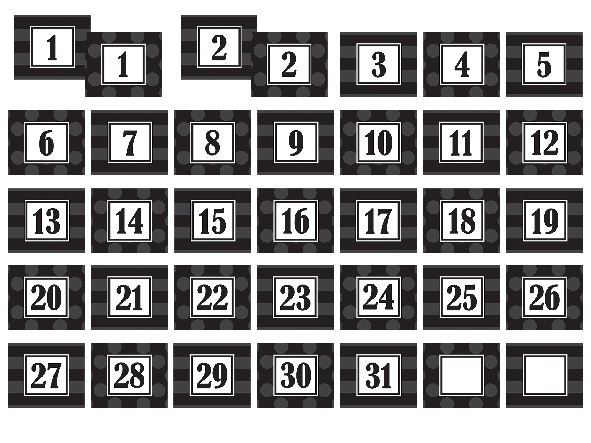 Black Sassy Solids Double-Sided Calendar Cards