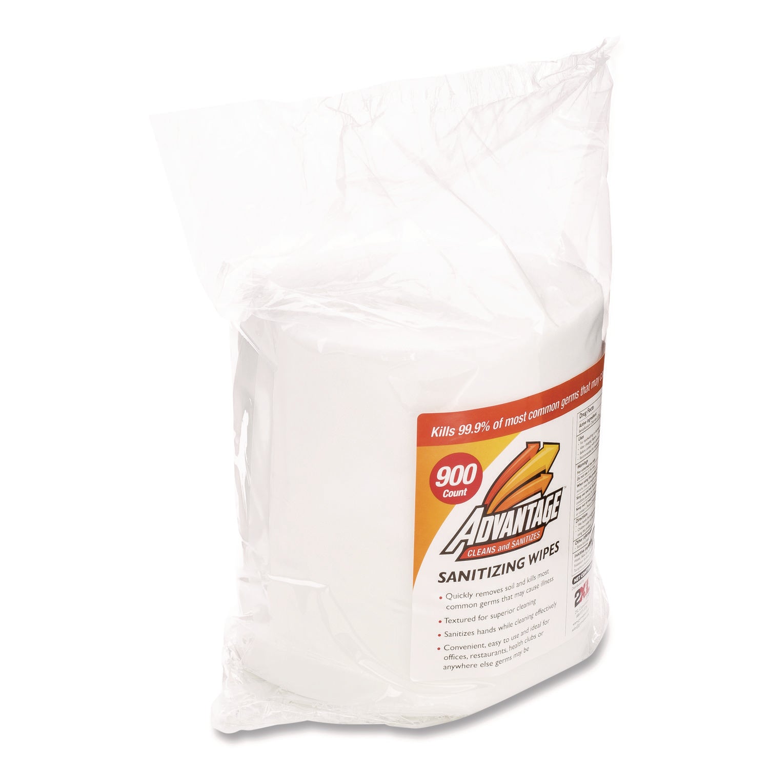 Gym Wipes Advantage, 1-Ply, 6 x 8, Unscented, White, 900/Roll, 4 Rolls/Carton
