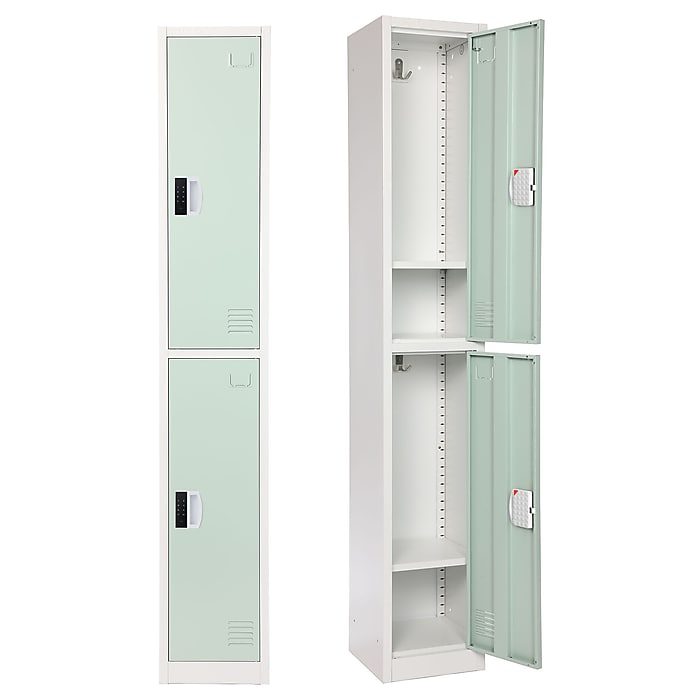 72" H x 12" W  2-Tier Steel Storage Locker with Digital Lock, Misty Green