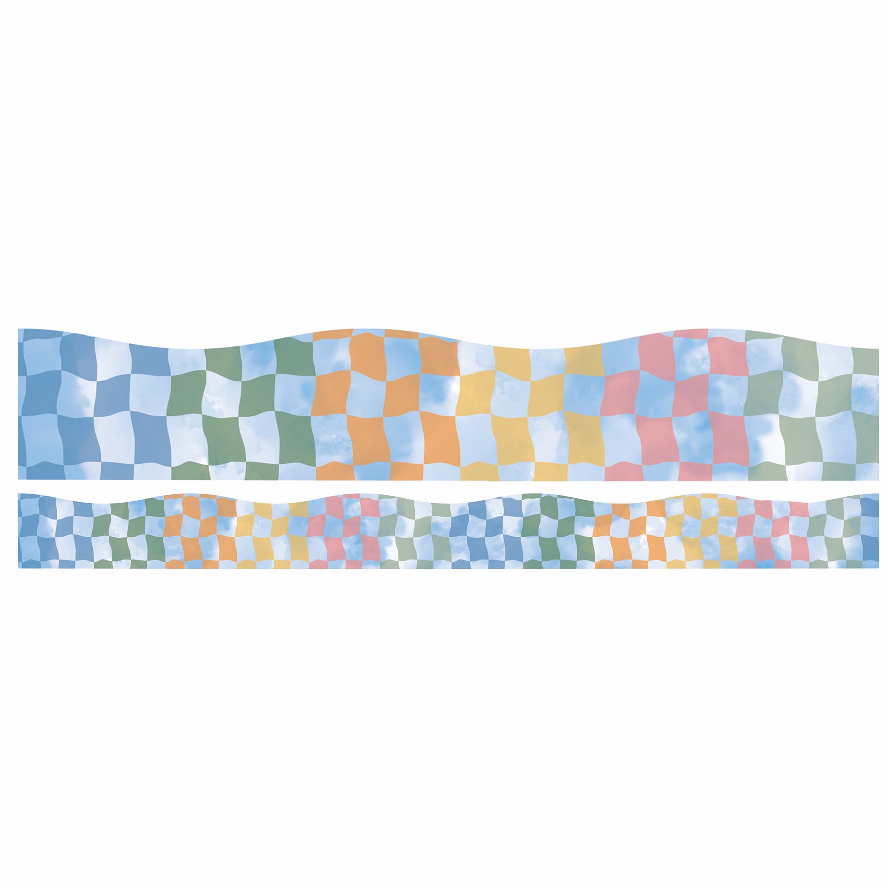 Rainbow Checkered Sky Extra Wide Deco Trim, 37 Feet Per Pack, 3 Packs