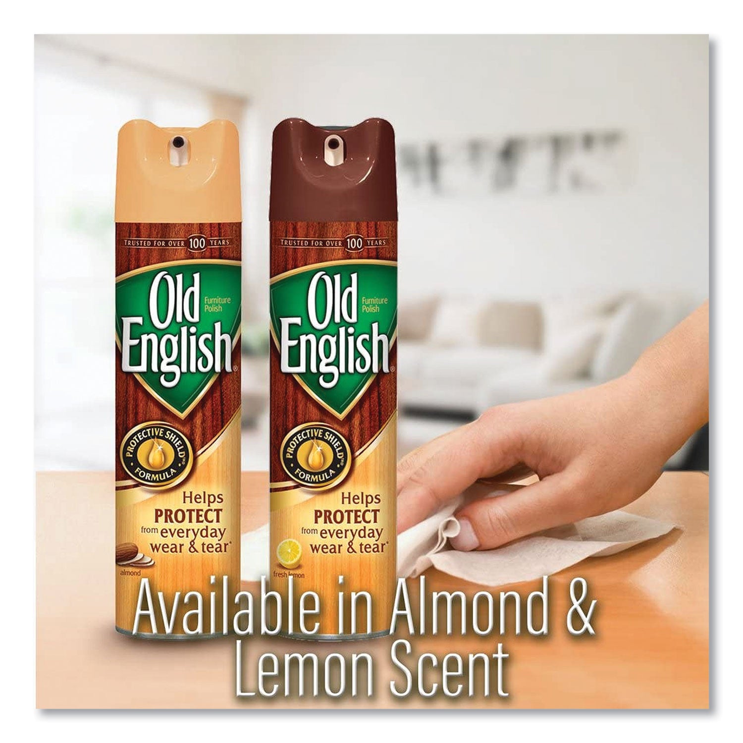 Old English Furniture Polish, Aerosol, Lemon Scent, 12.5 oz, Brown, 12/Carton