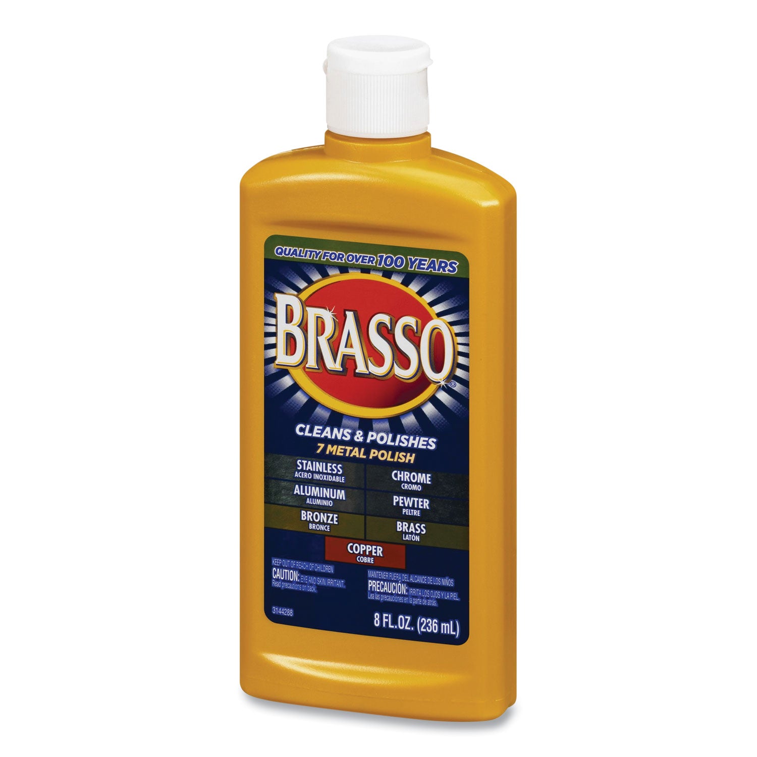 Brasso Metal Polish - 8 fl oz (0.3 quart) - Tan Bottle - 1 Each