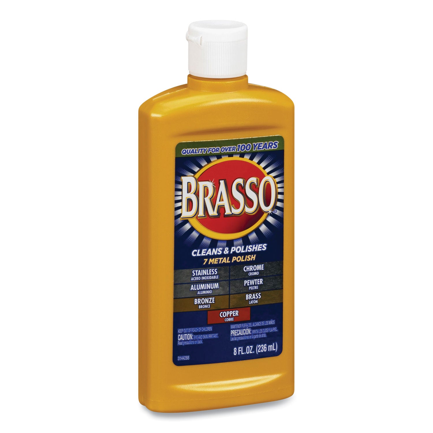 Brasso Metal Polish - 8 fl oz (0.3 quart) - Tan Bottle - 1 Each